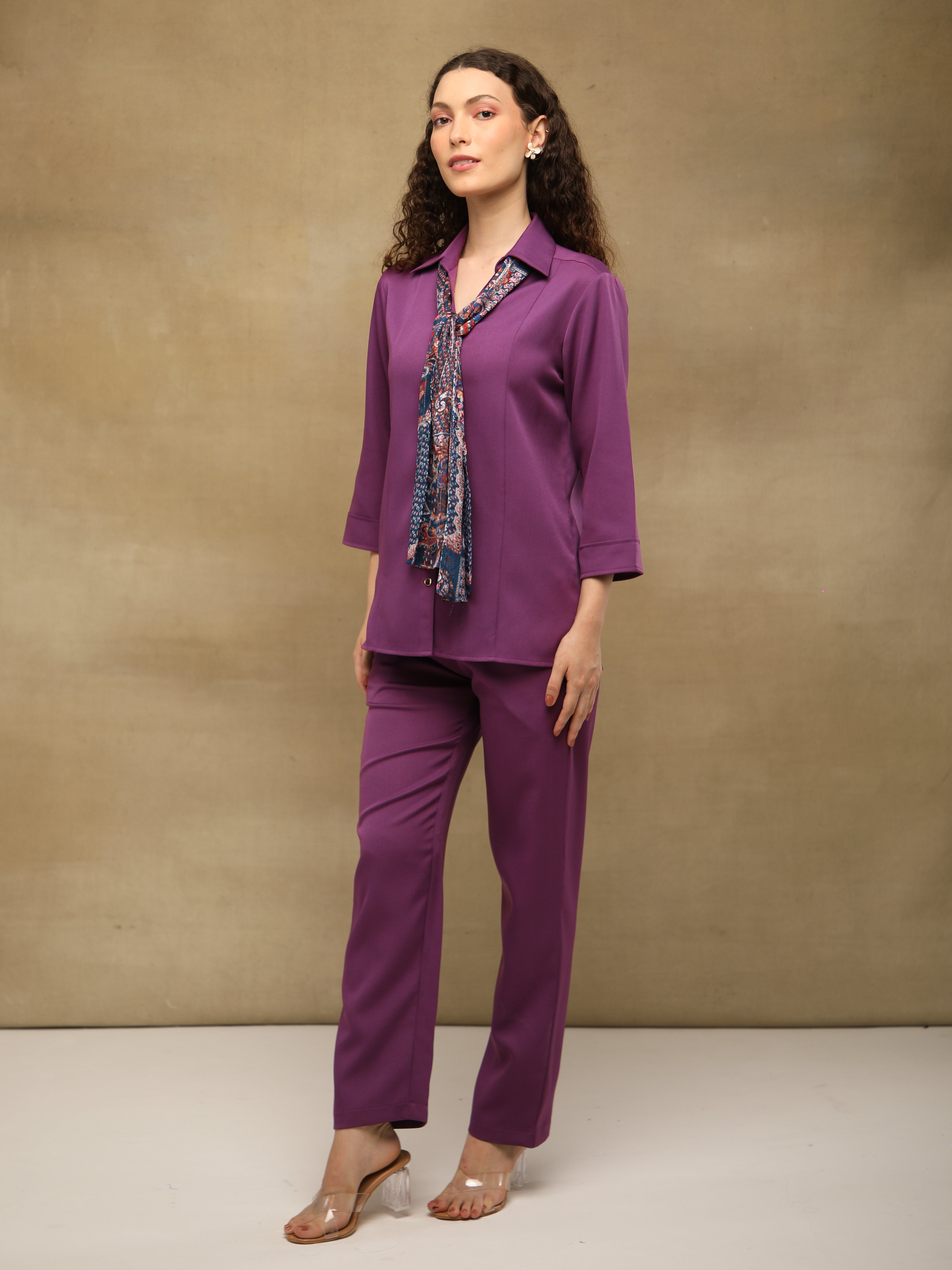 Purple Printed Scarf Co-ord Set