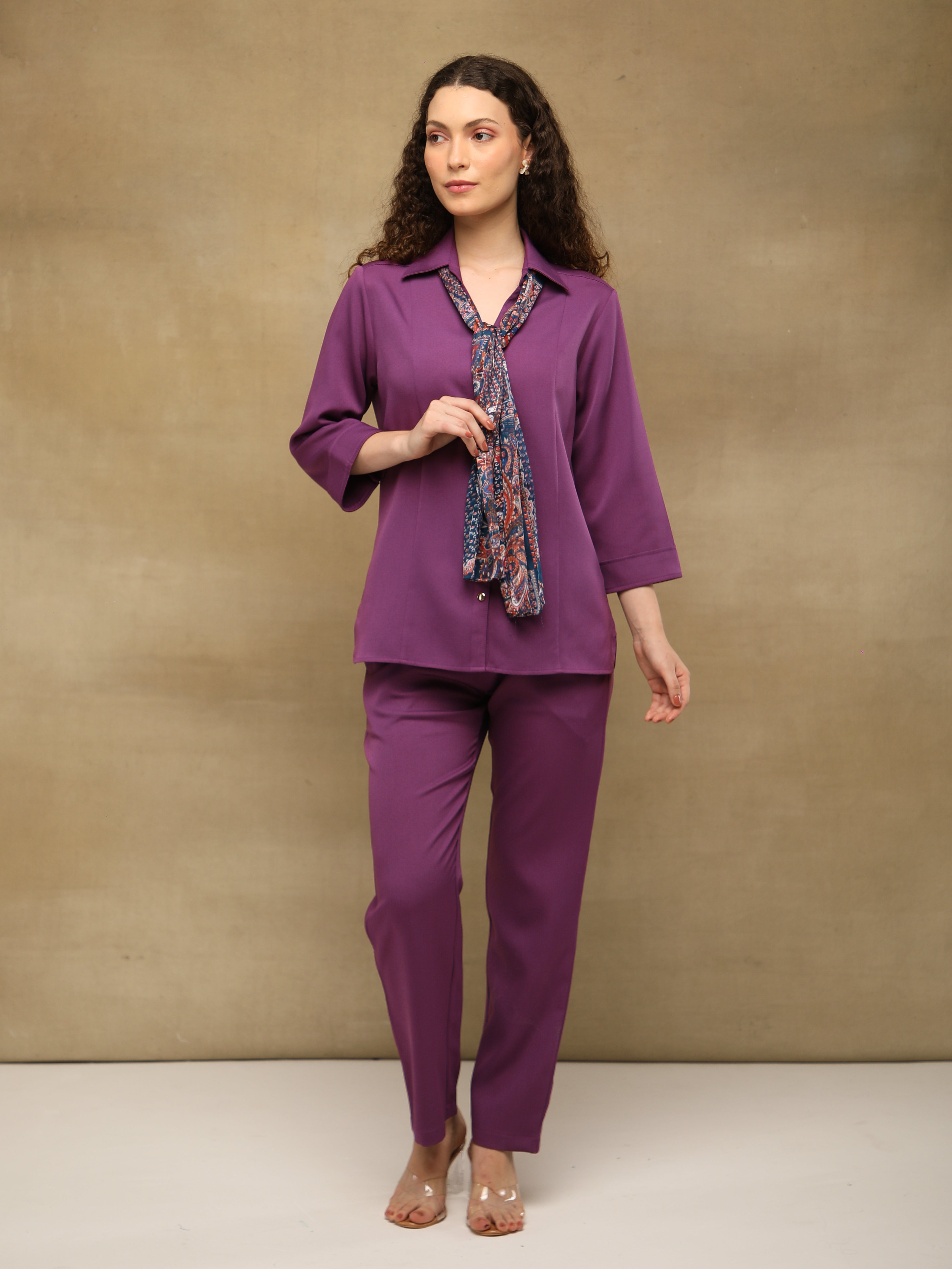 Purple Printed Scarf Co-ord Set