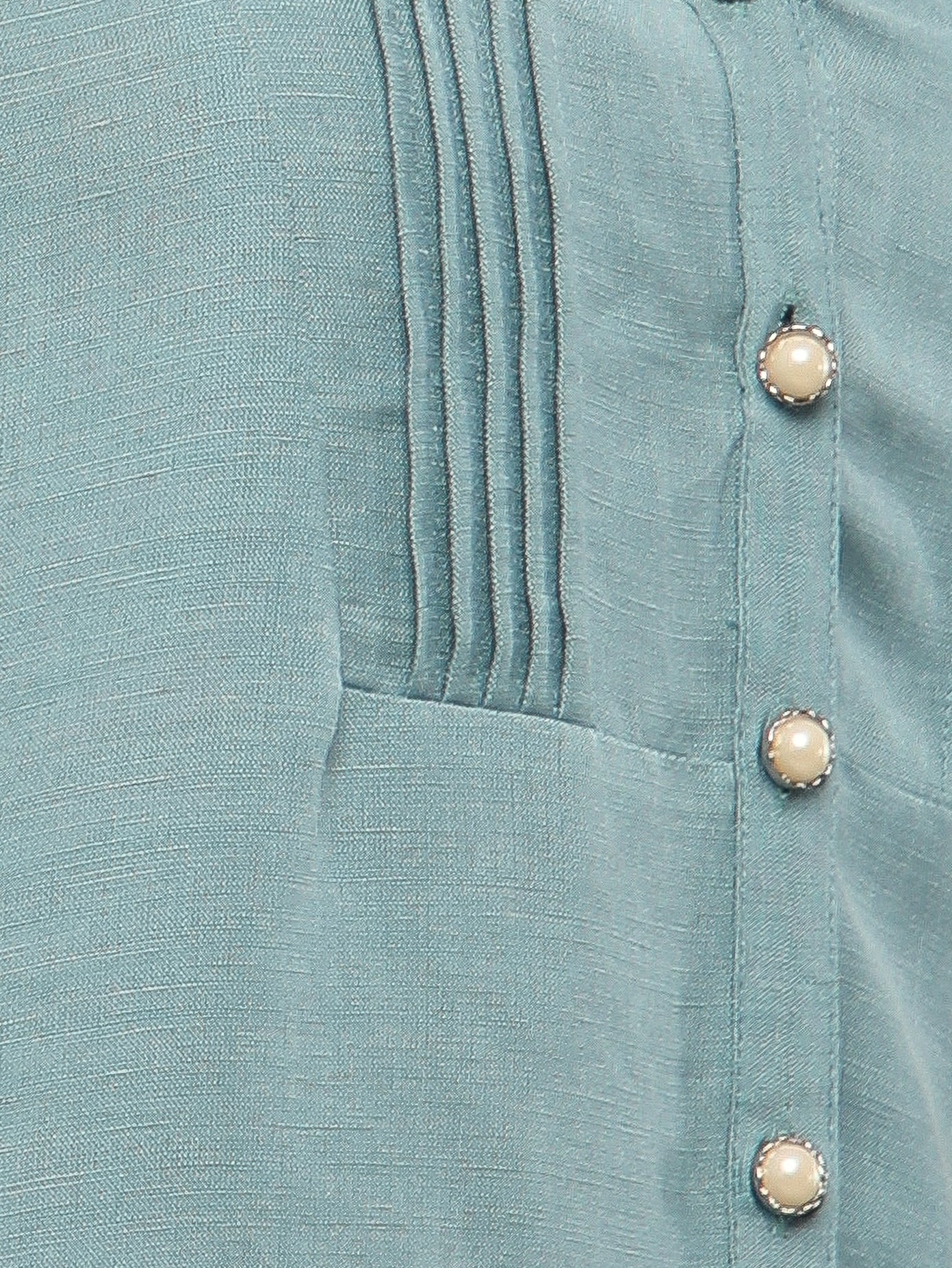 Sage Green Linen Yoke Pintuck Shirt