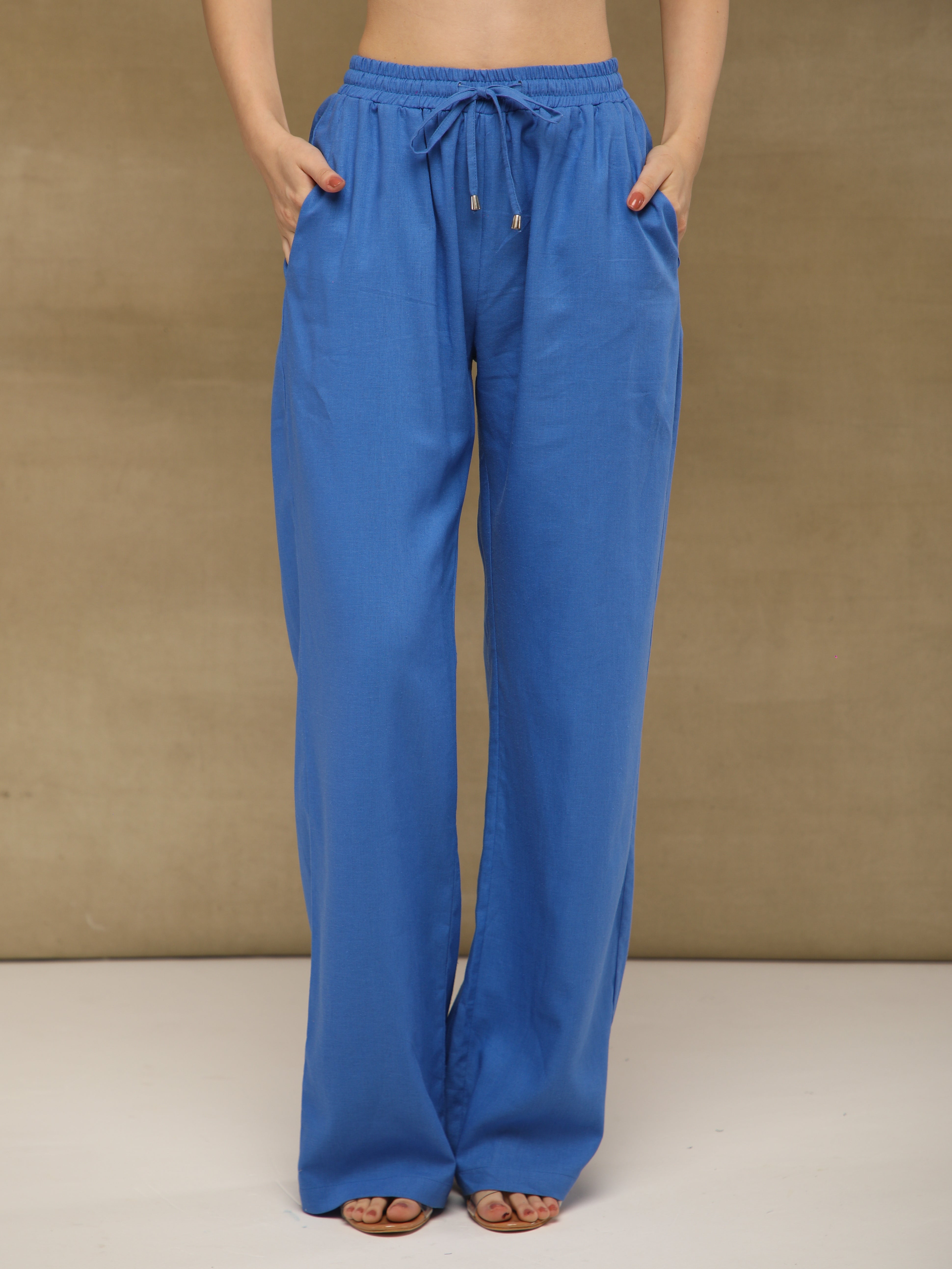 Dusty Blue Linen Yoke Pintuck Co-ord Set