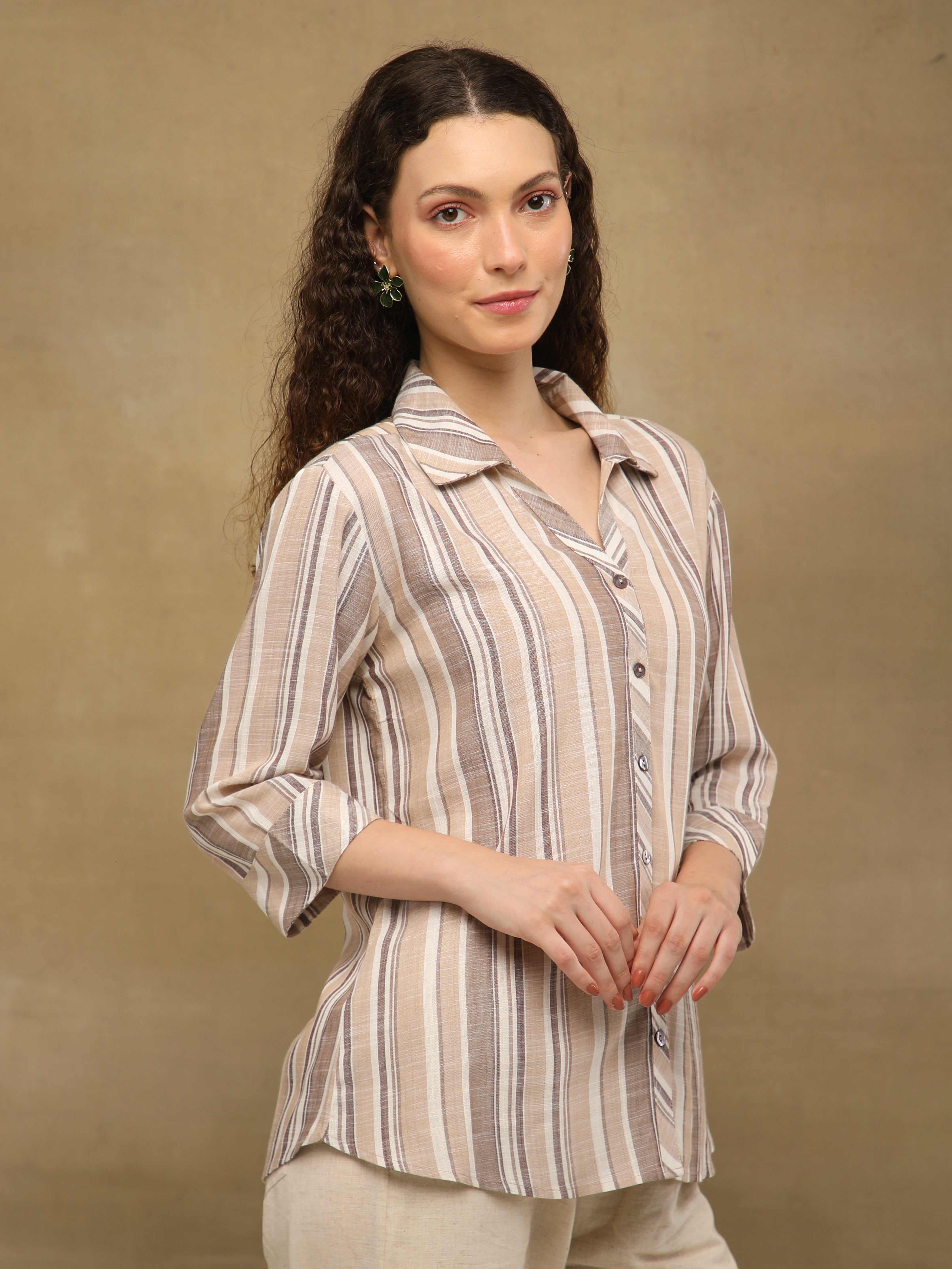 Sand Stripe Cotton Shirt