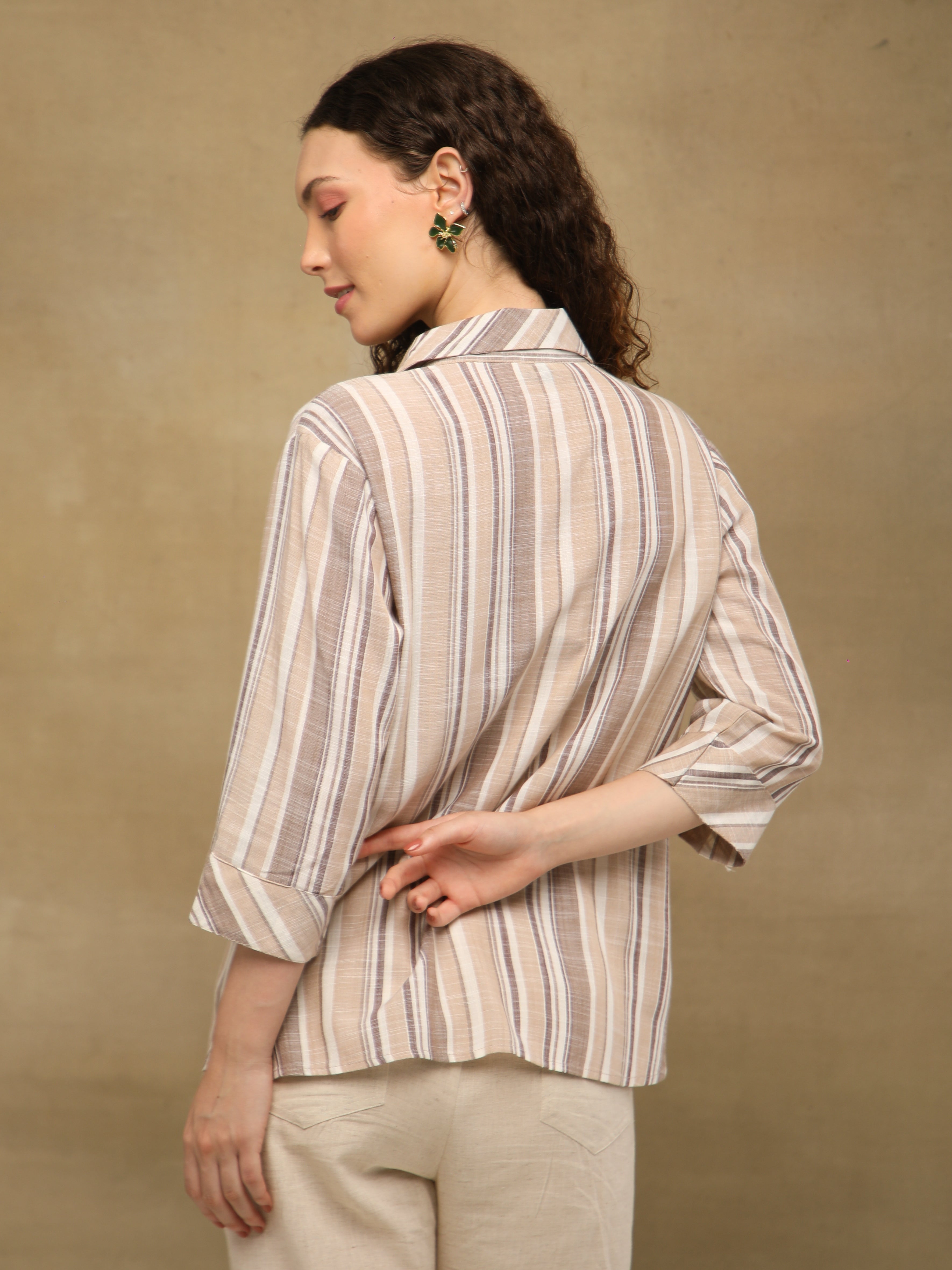 Sand Stripe Cotton Shirt