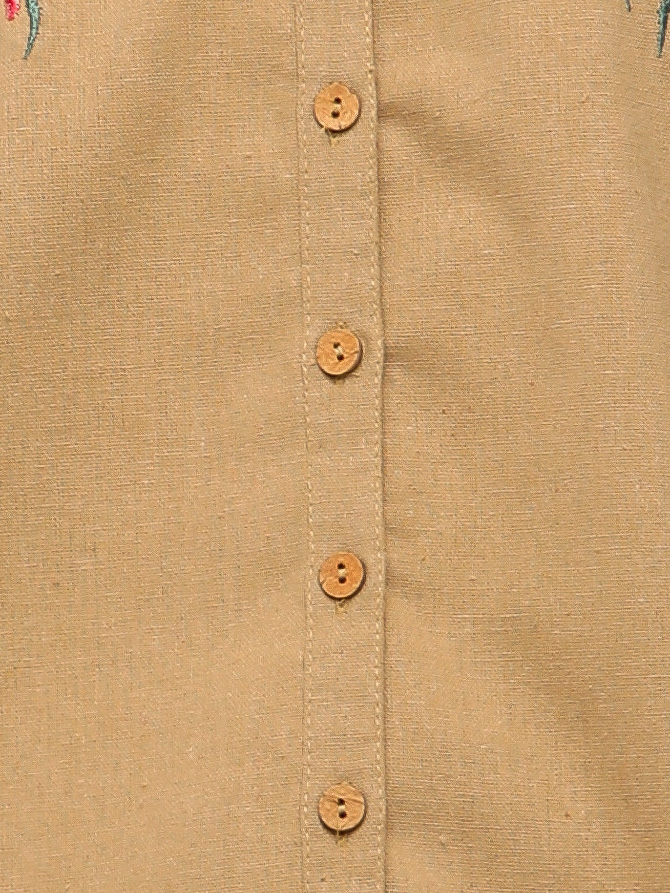 Linen Khakhi Garden Embroidered Shirt