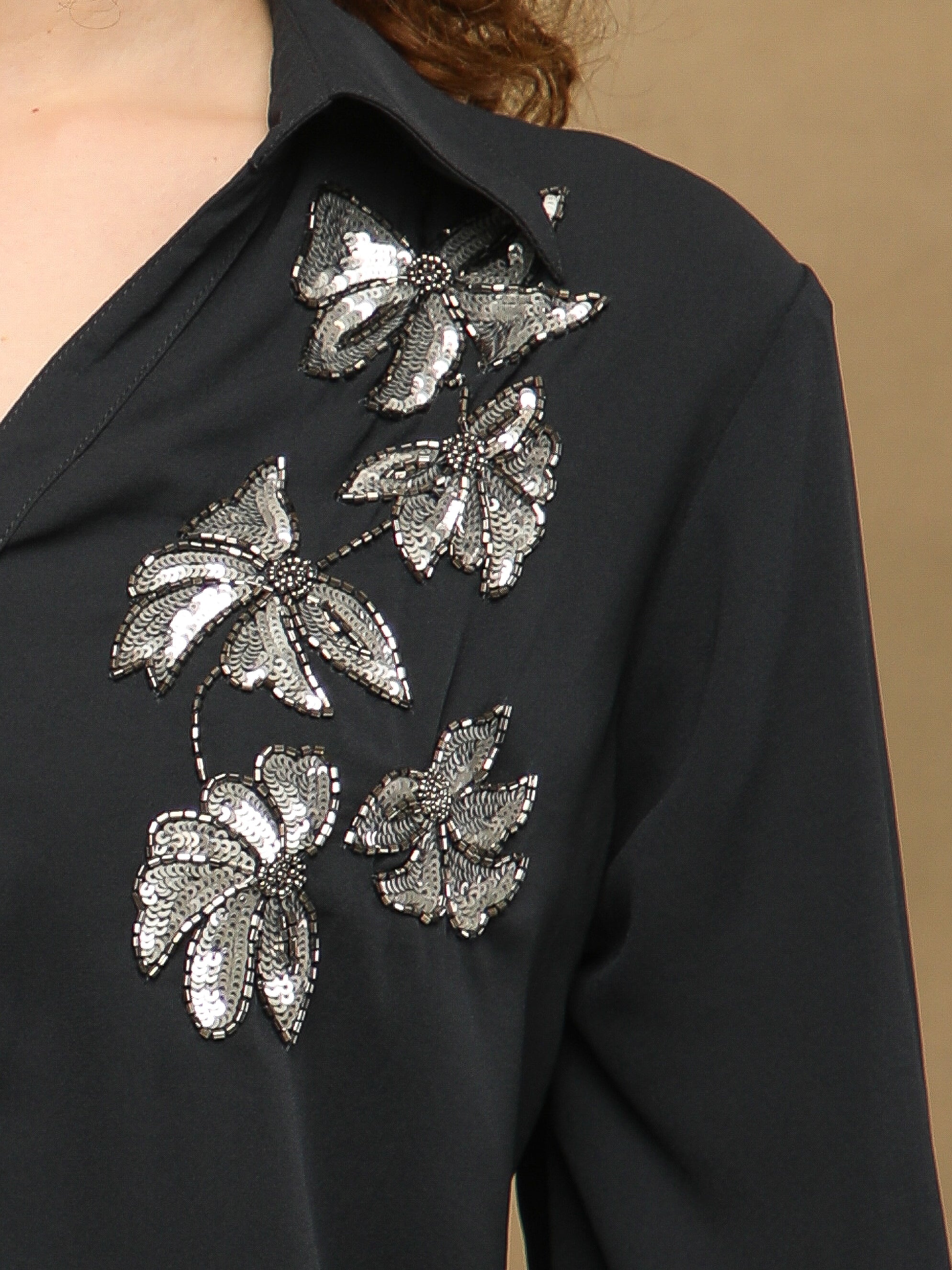 Butterfly Sequins Dark Grey Shirt