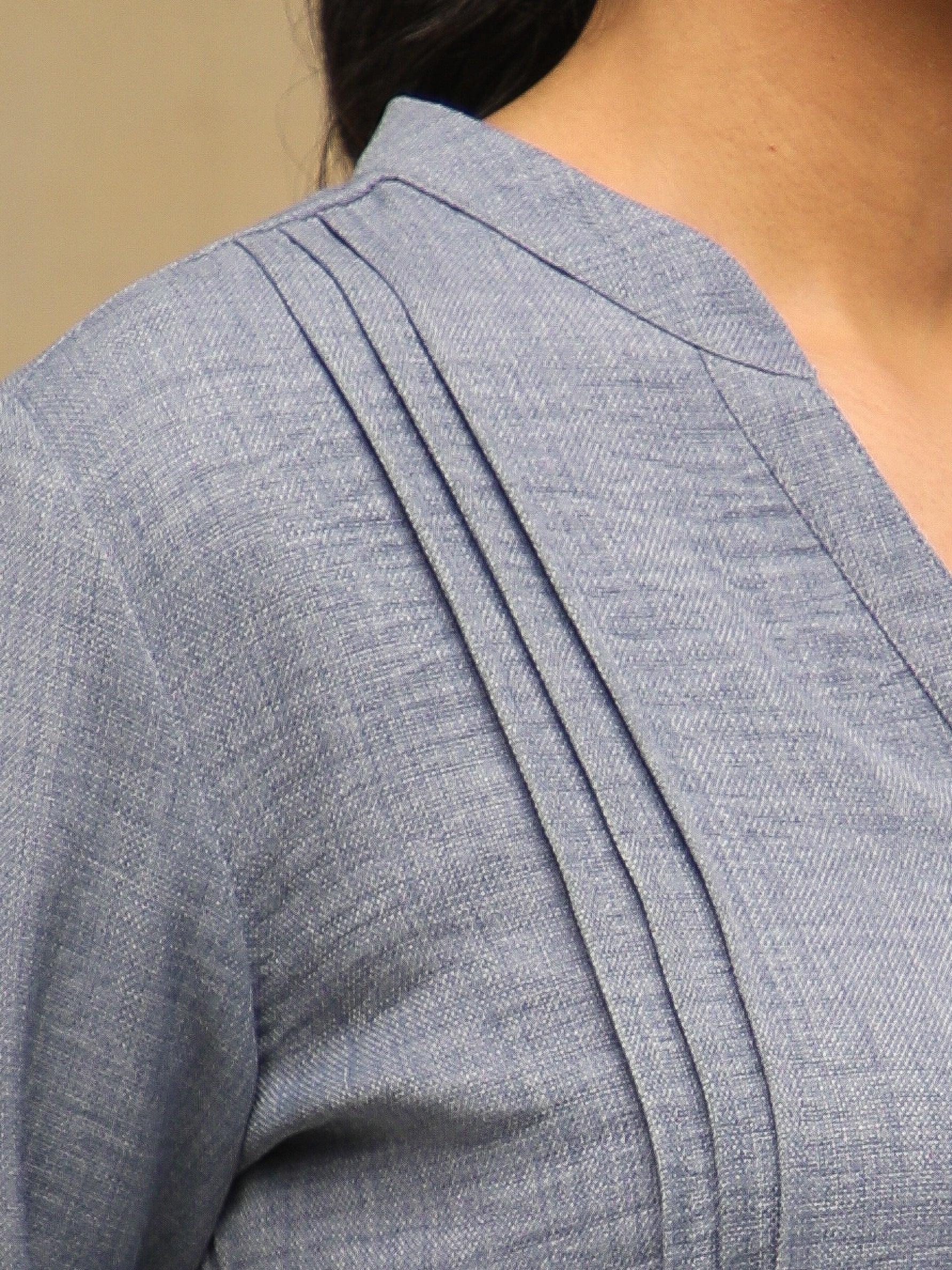 Melange Linen Triple Pintuck Grey Shirt