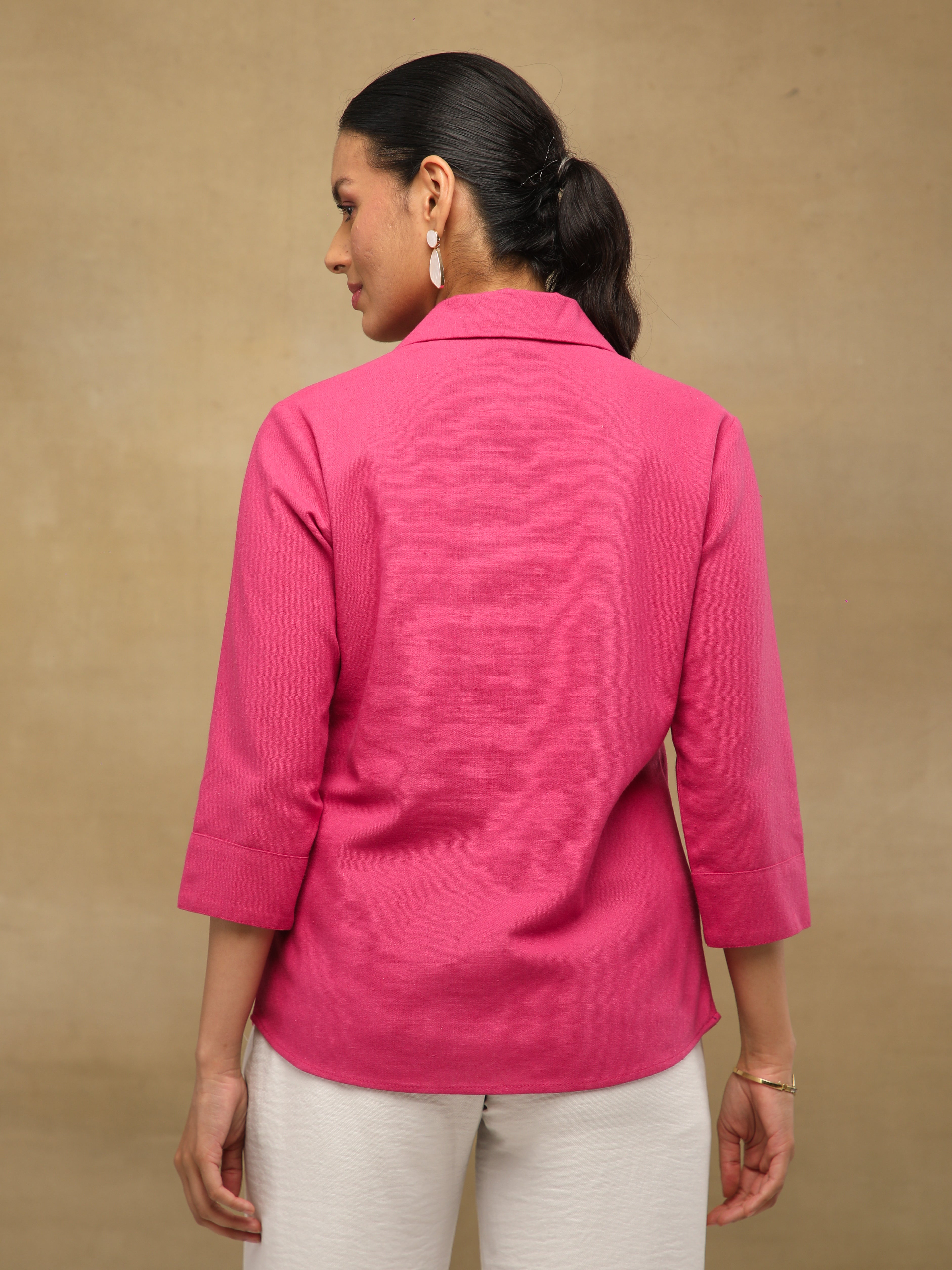 Linen Blush Garden Embroidered Shirt
