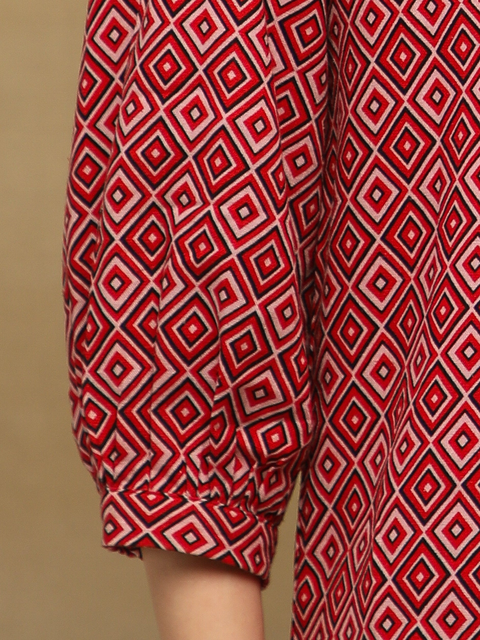 Crimson Diamond Print Linen Shirt