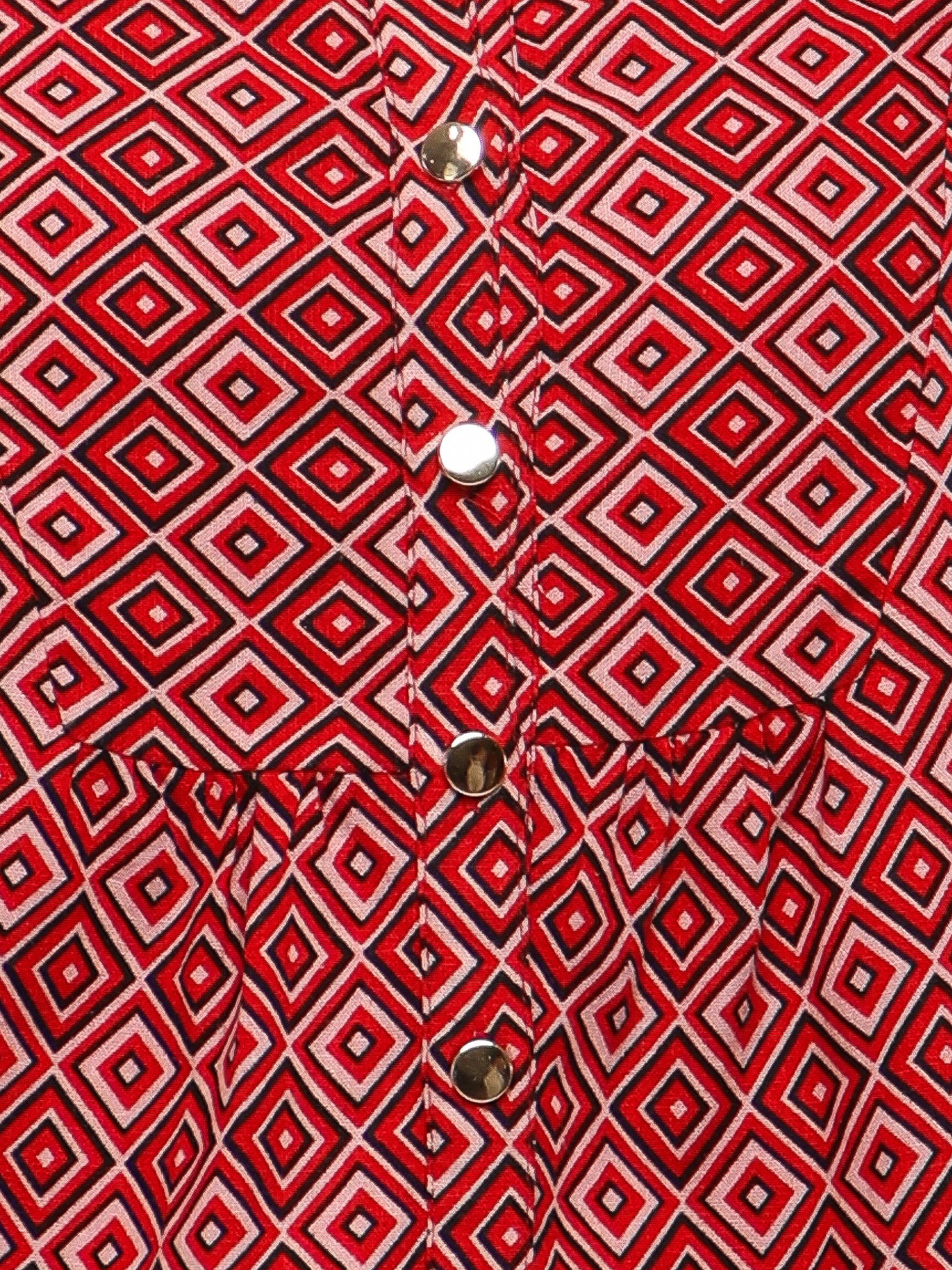 Crimson Diamond Print Linen Shirt
