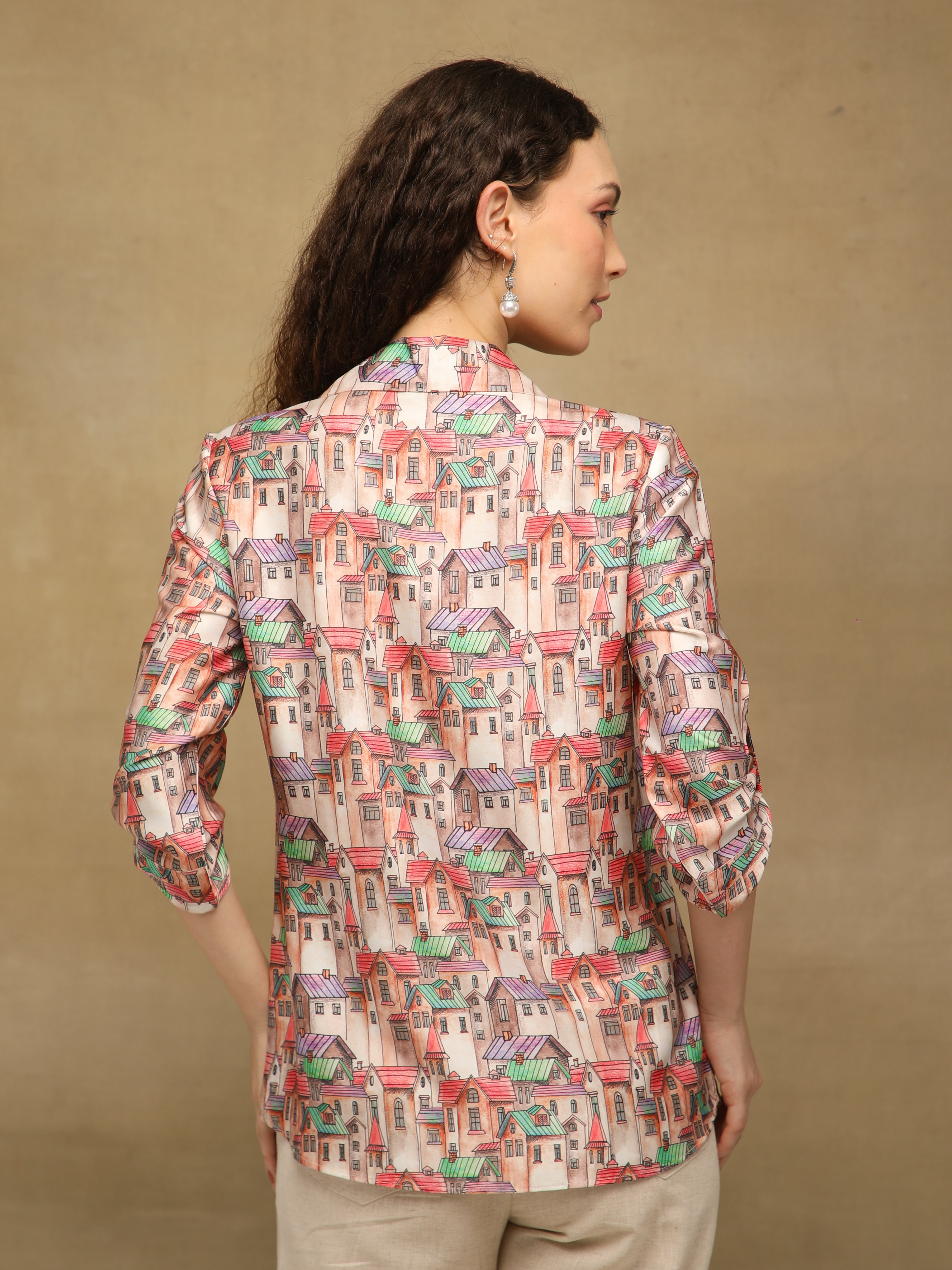 Cityscape Coral Satin Shirt