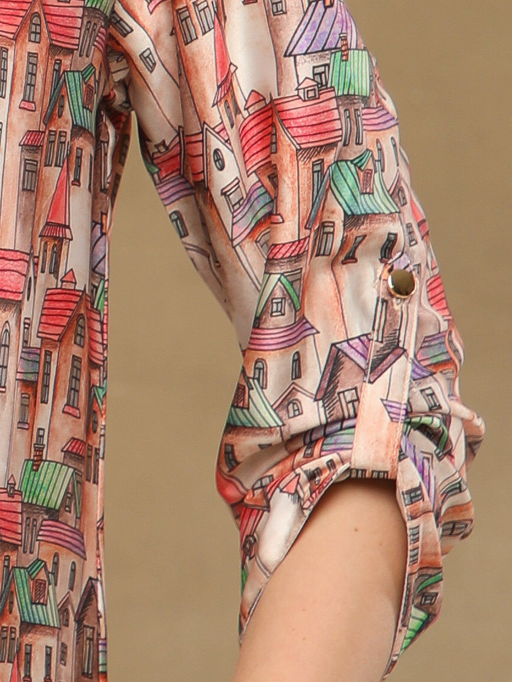Cityscape Coral Satin Shirt