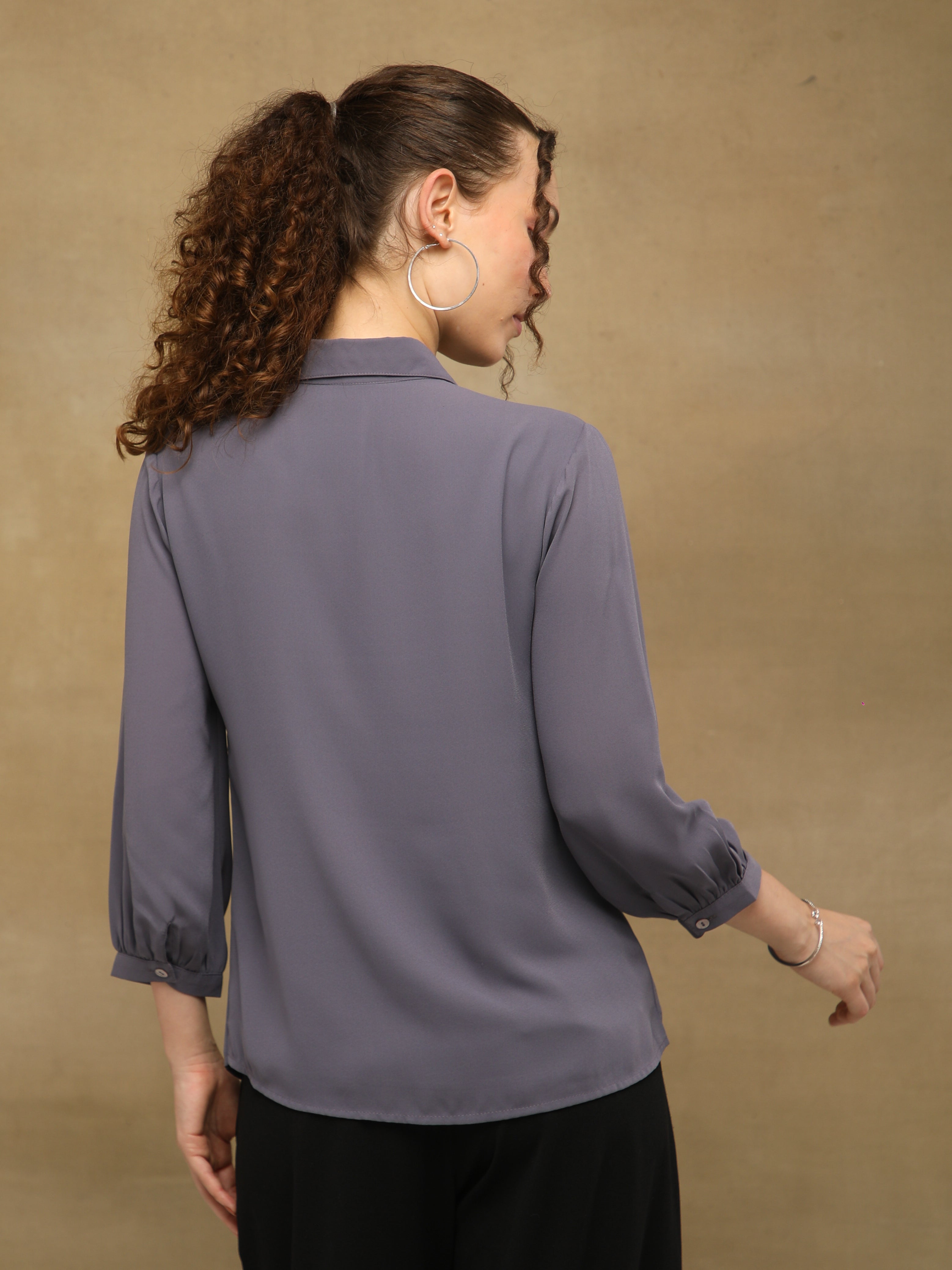Butterfly Sequins Grey Shirt