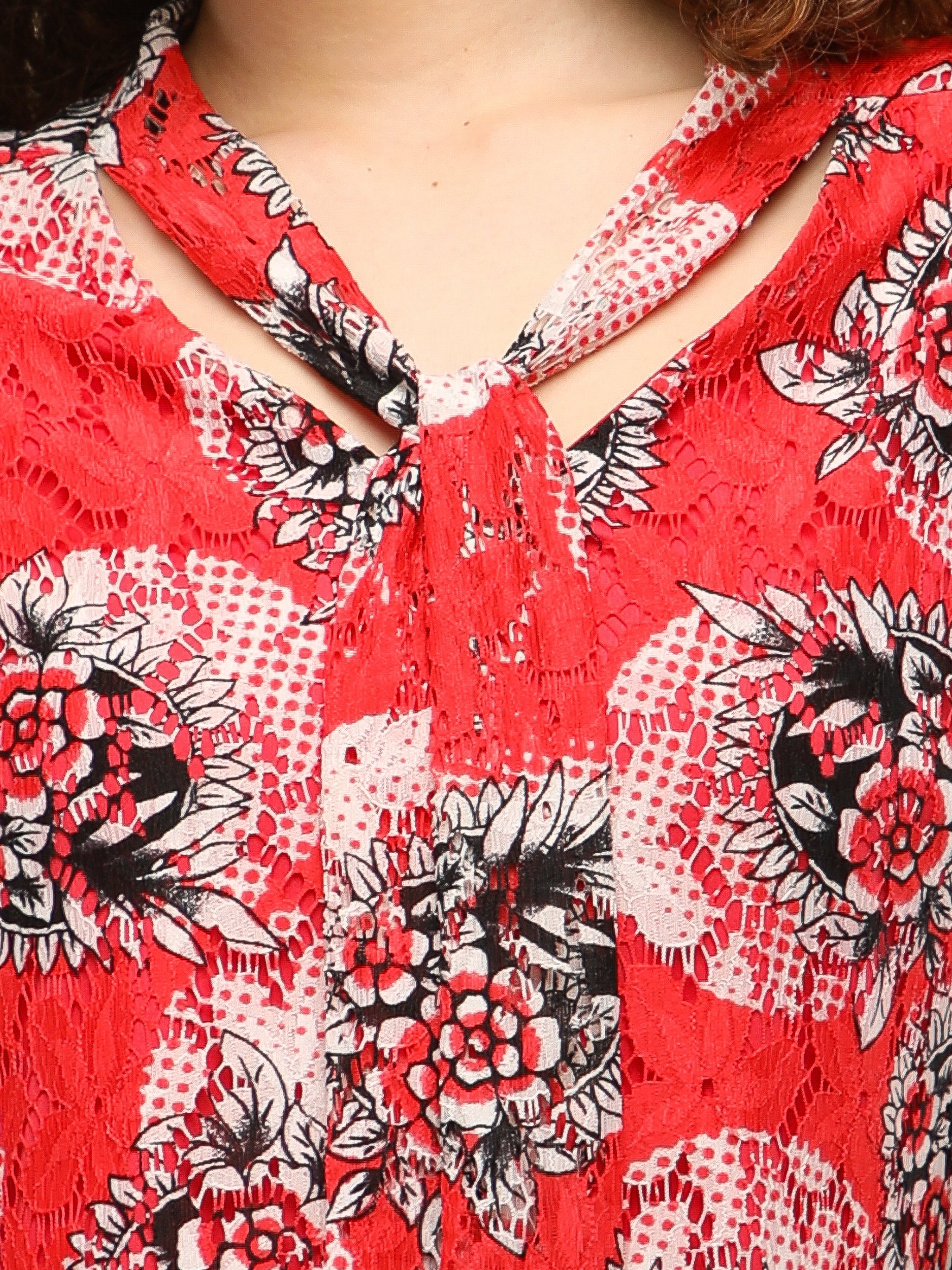 Crimson Net Front Tie Top