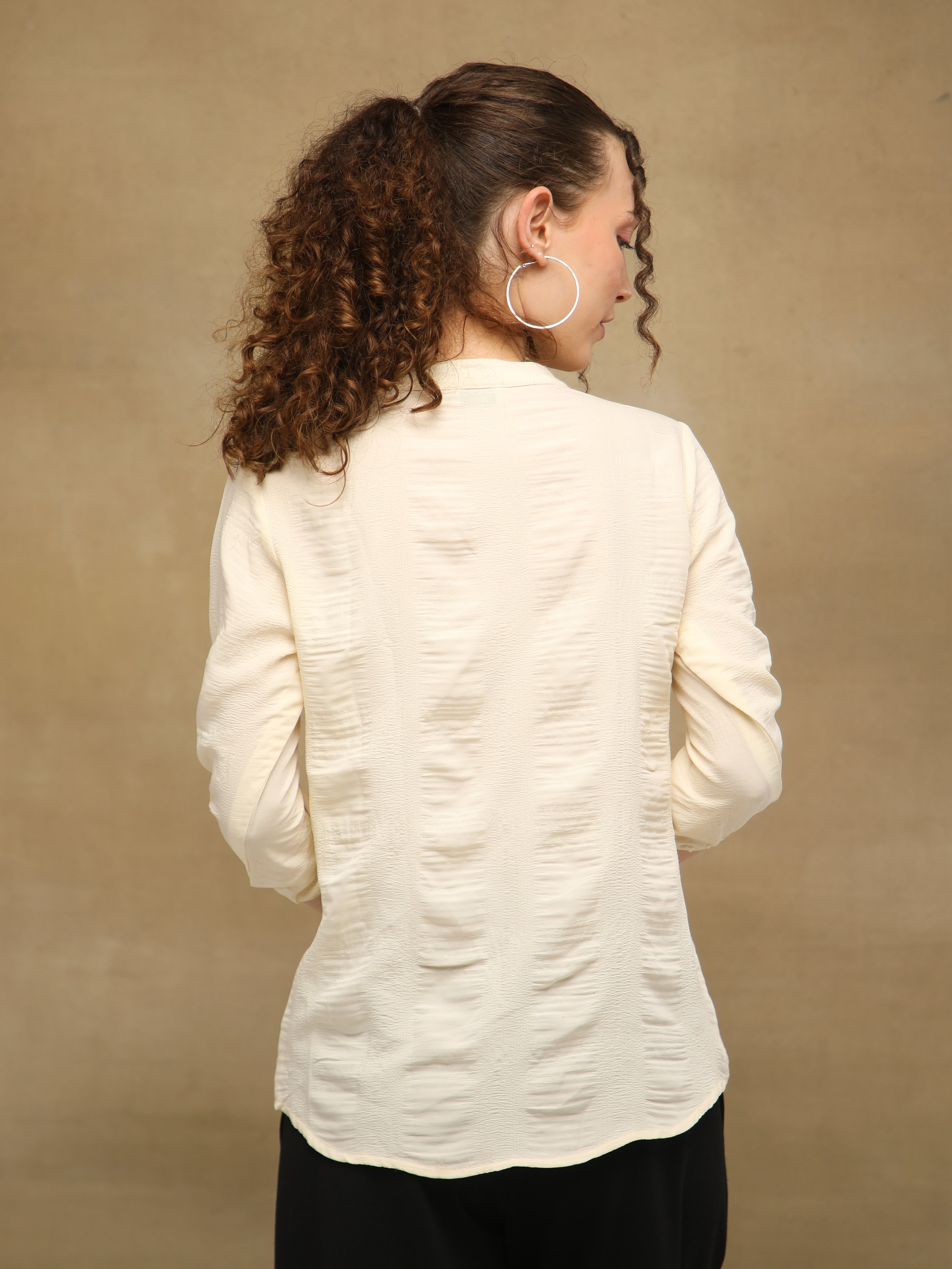 Textured Swarovski Off White Top