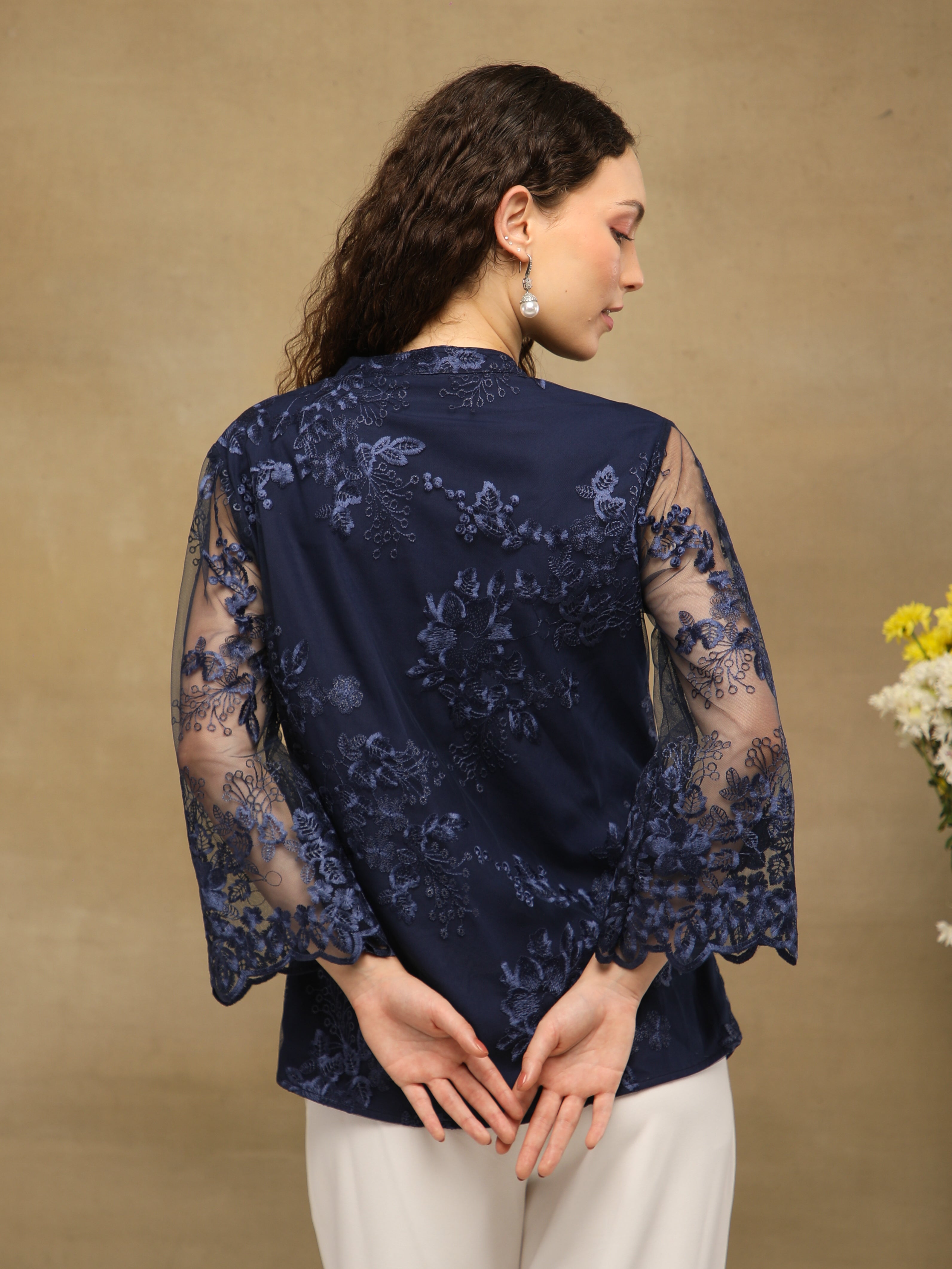 Nocturne Embroidered Sheer Top