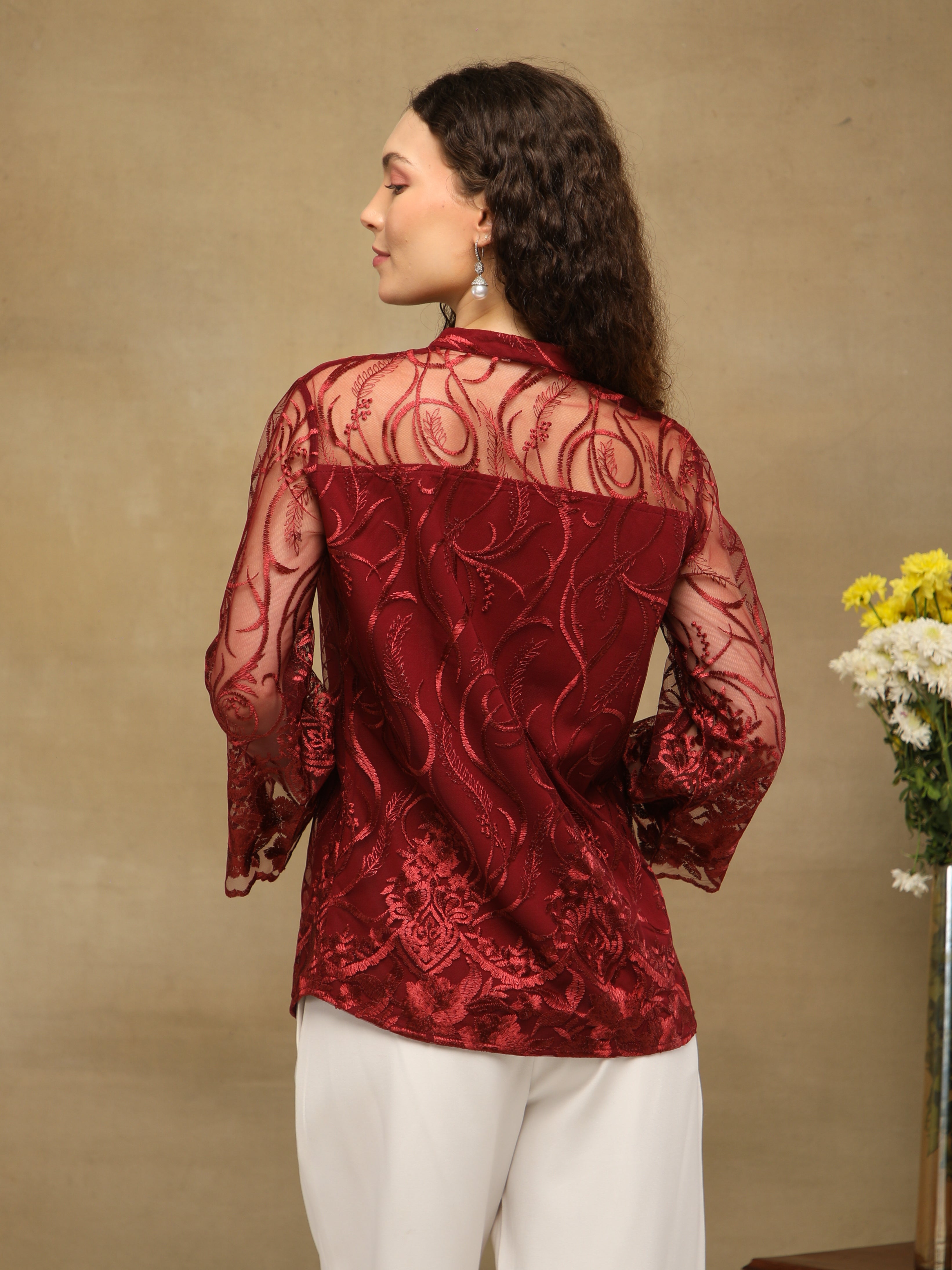 Ruby Sheer Embroidered Top