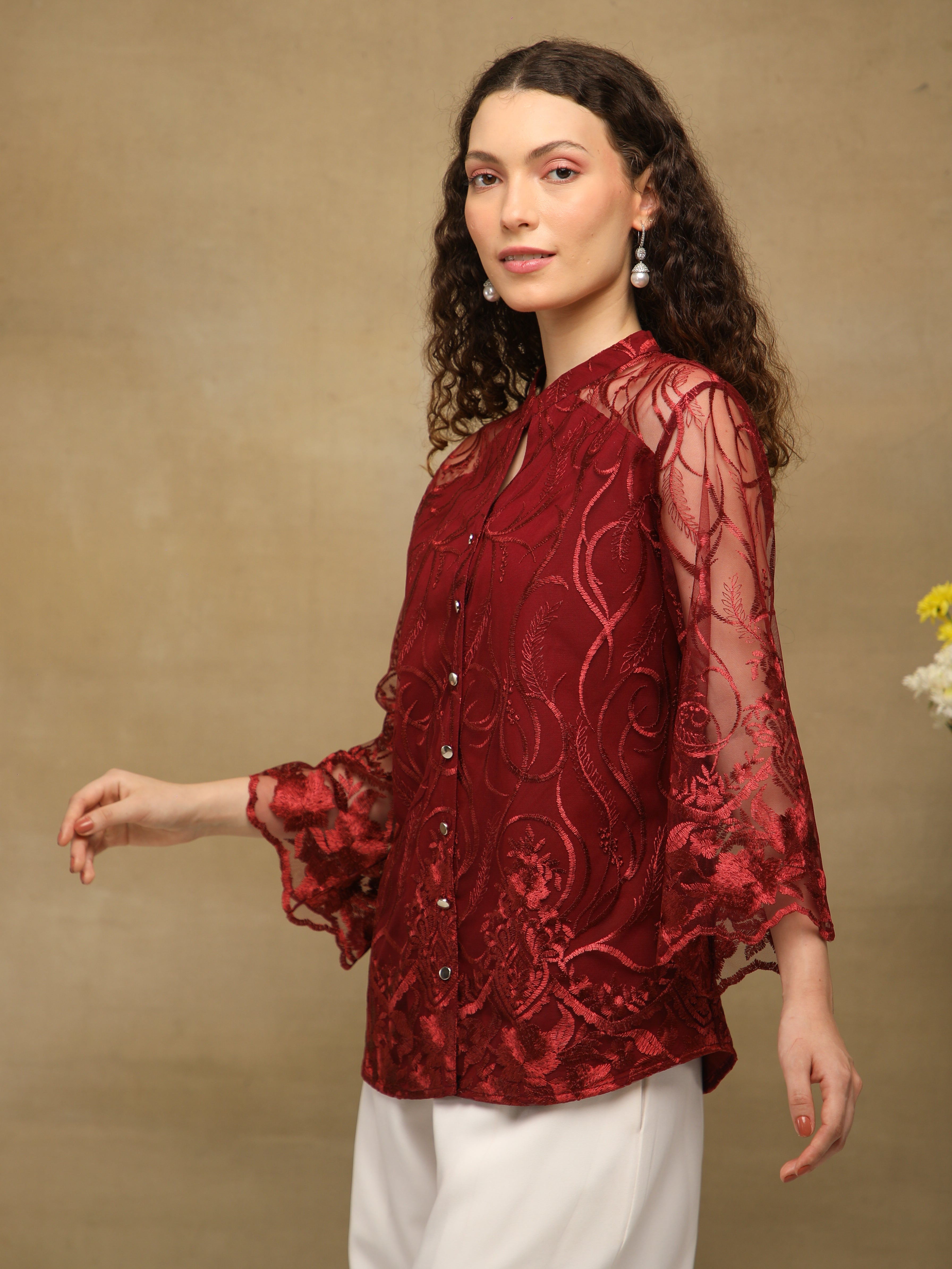 Ruby Sheer Embroidered Top