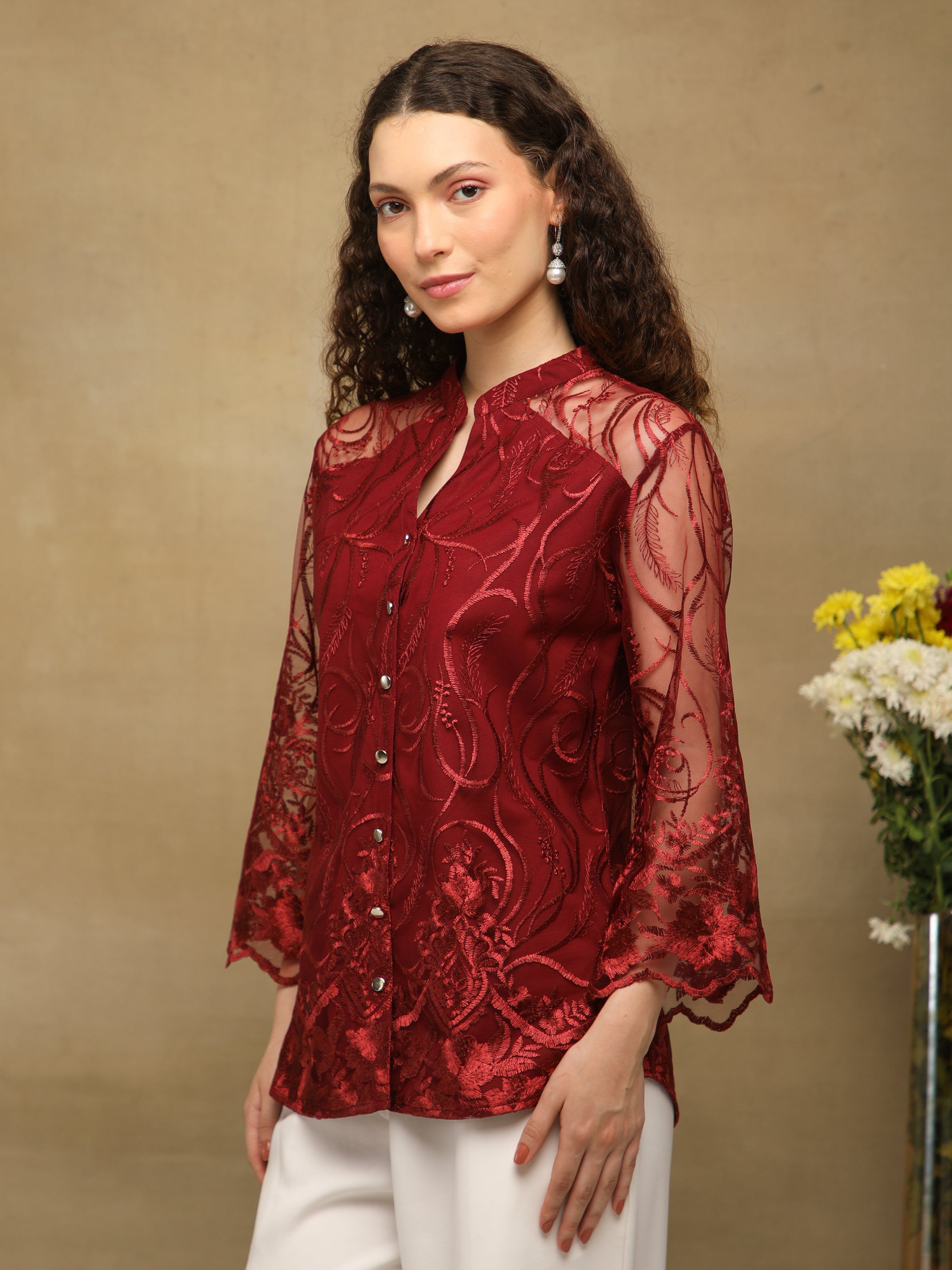 Ruby Sheer Embroidered Top