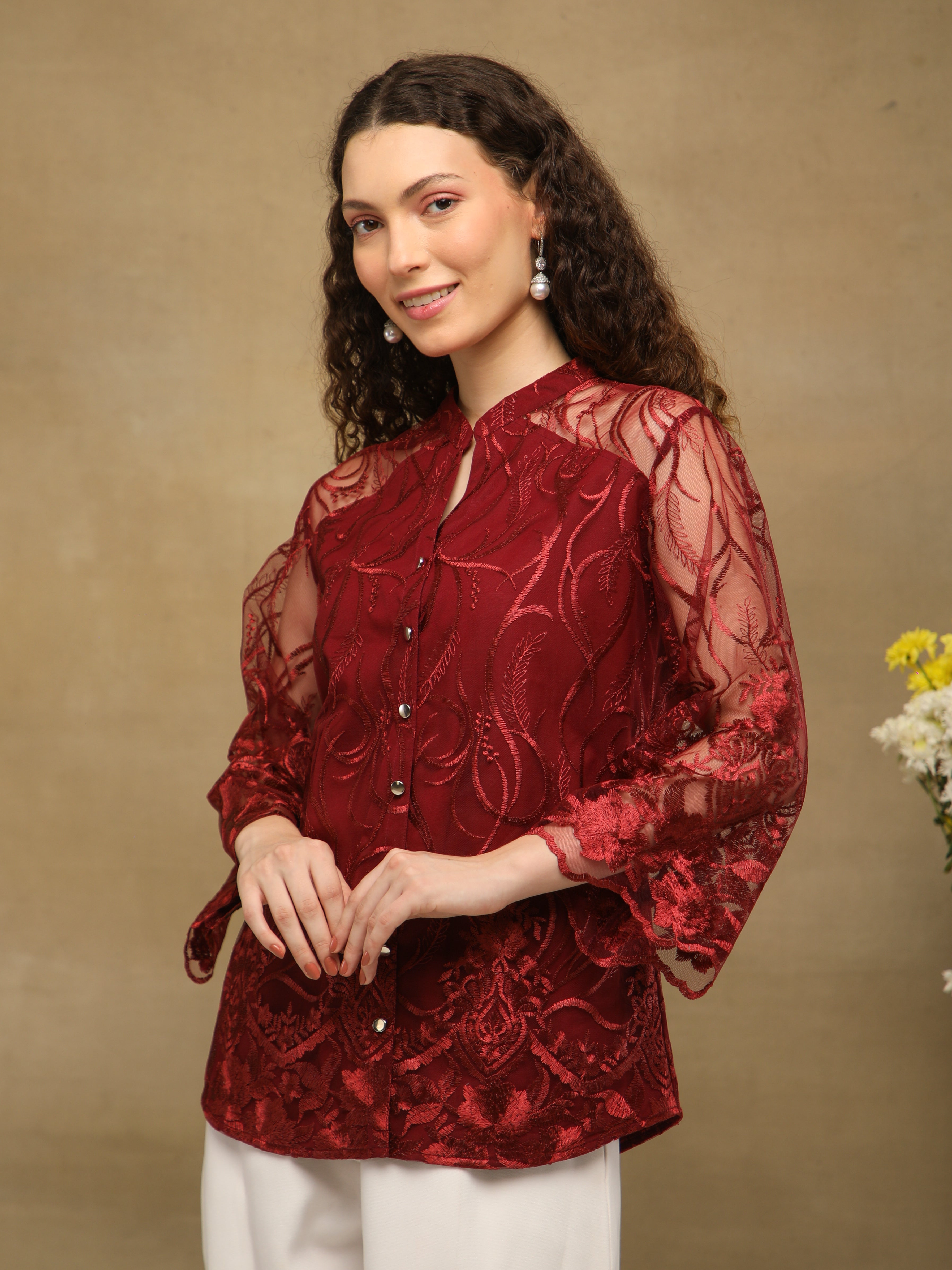 Ruby Sheer Embroidered Top