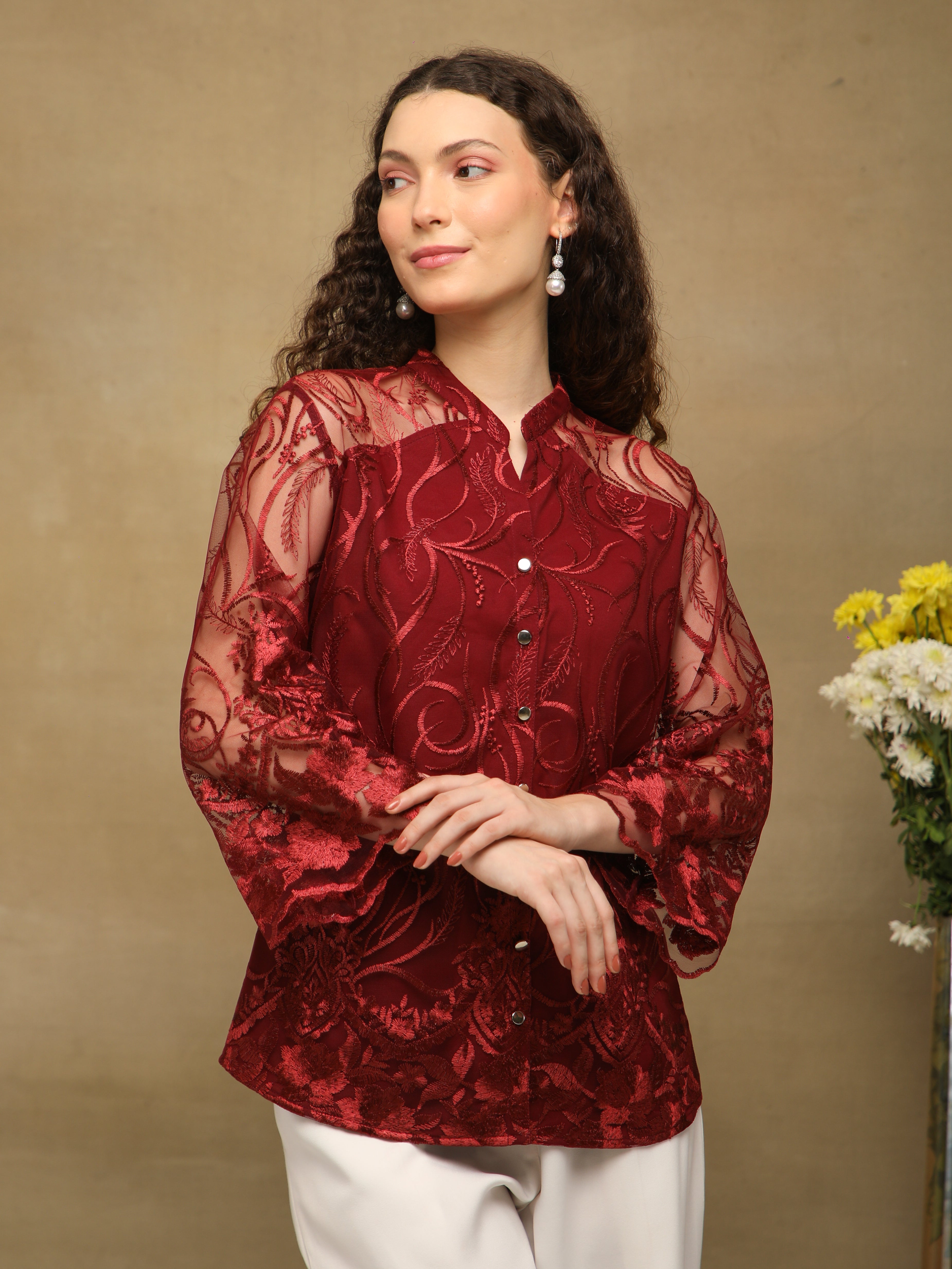 Ruby Sheer Embroidered Top