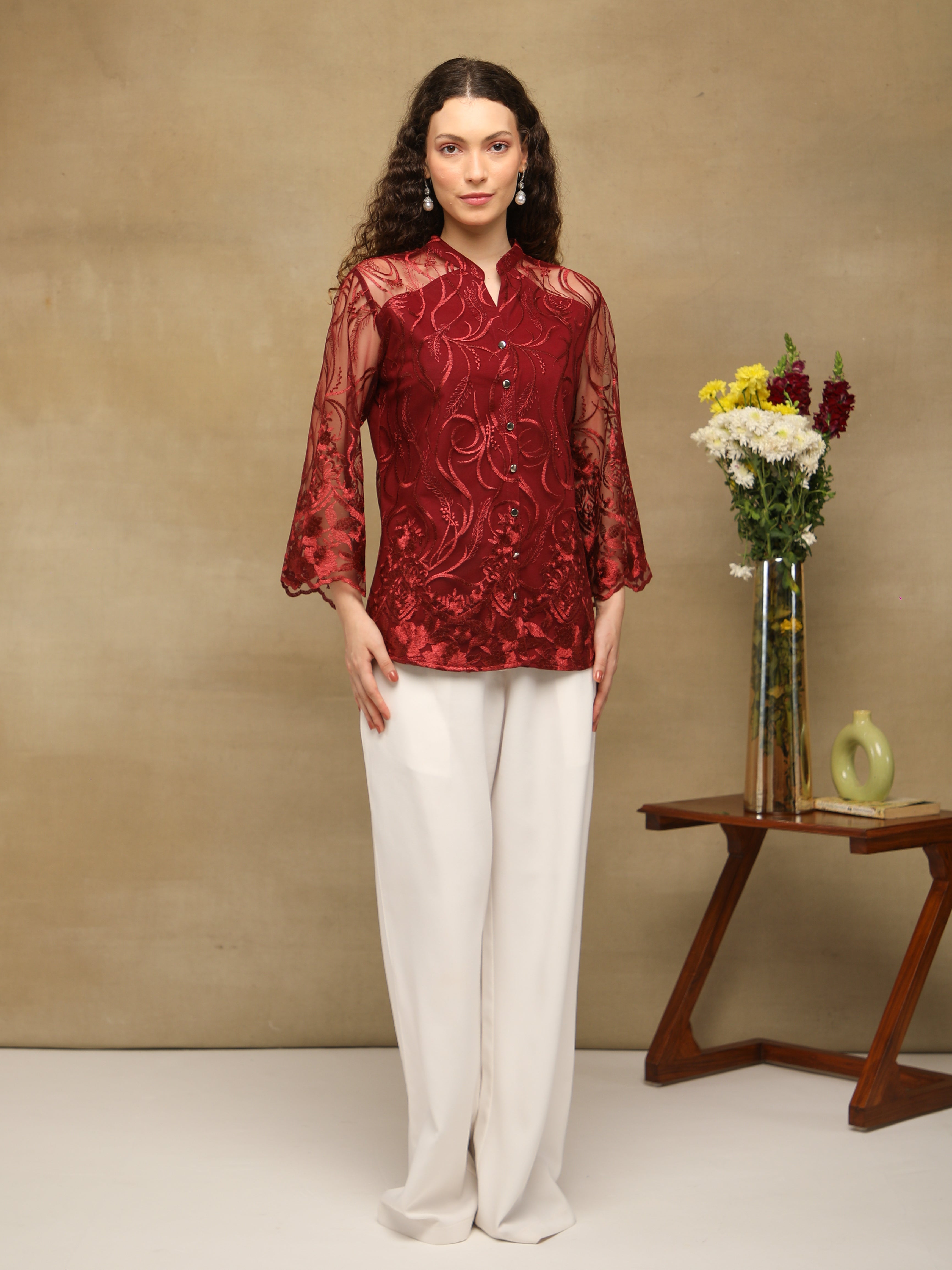 Ruby Sheer Embroidered Top