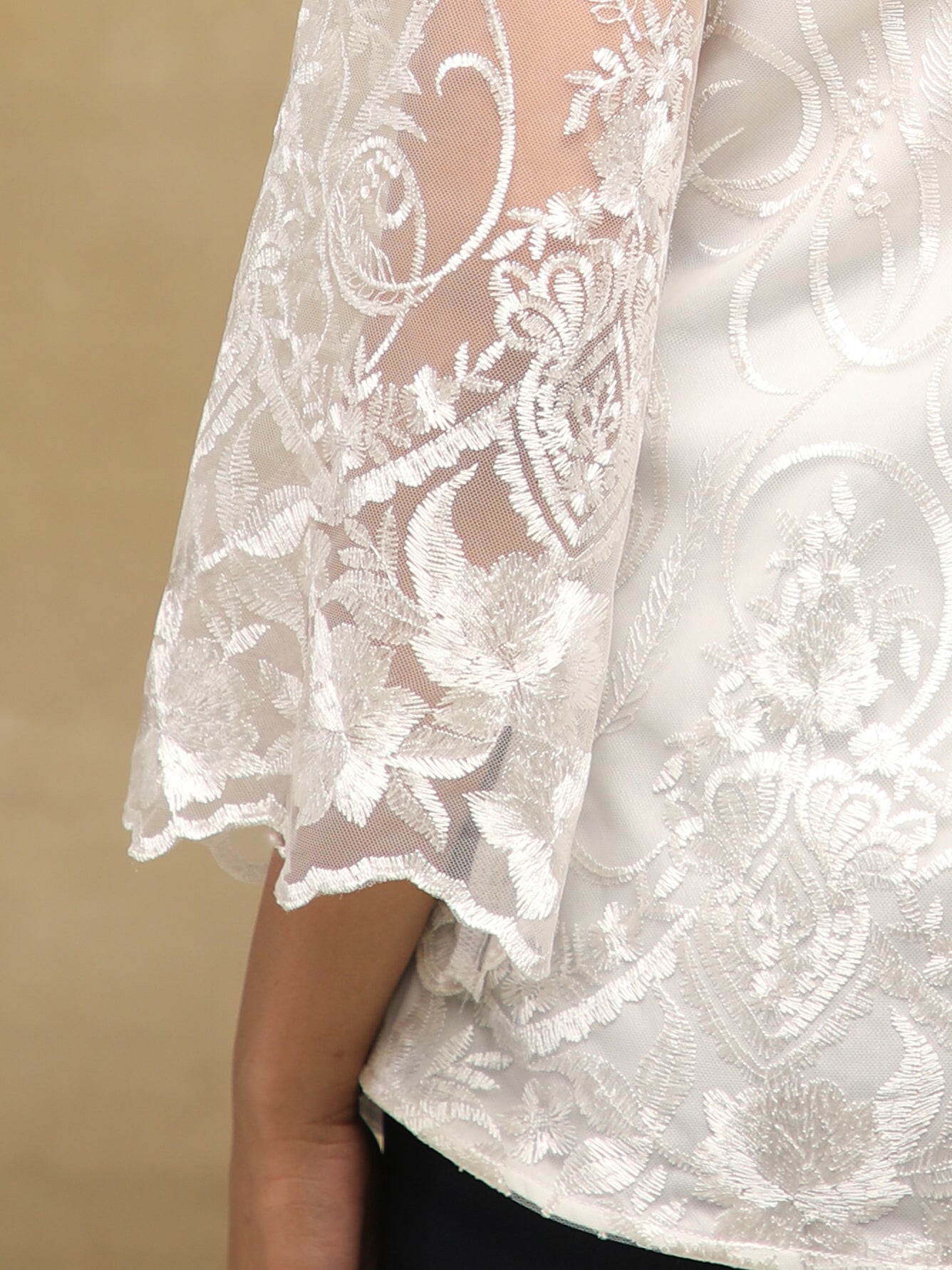 Pearl Sheer Embroidered Top