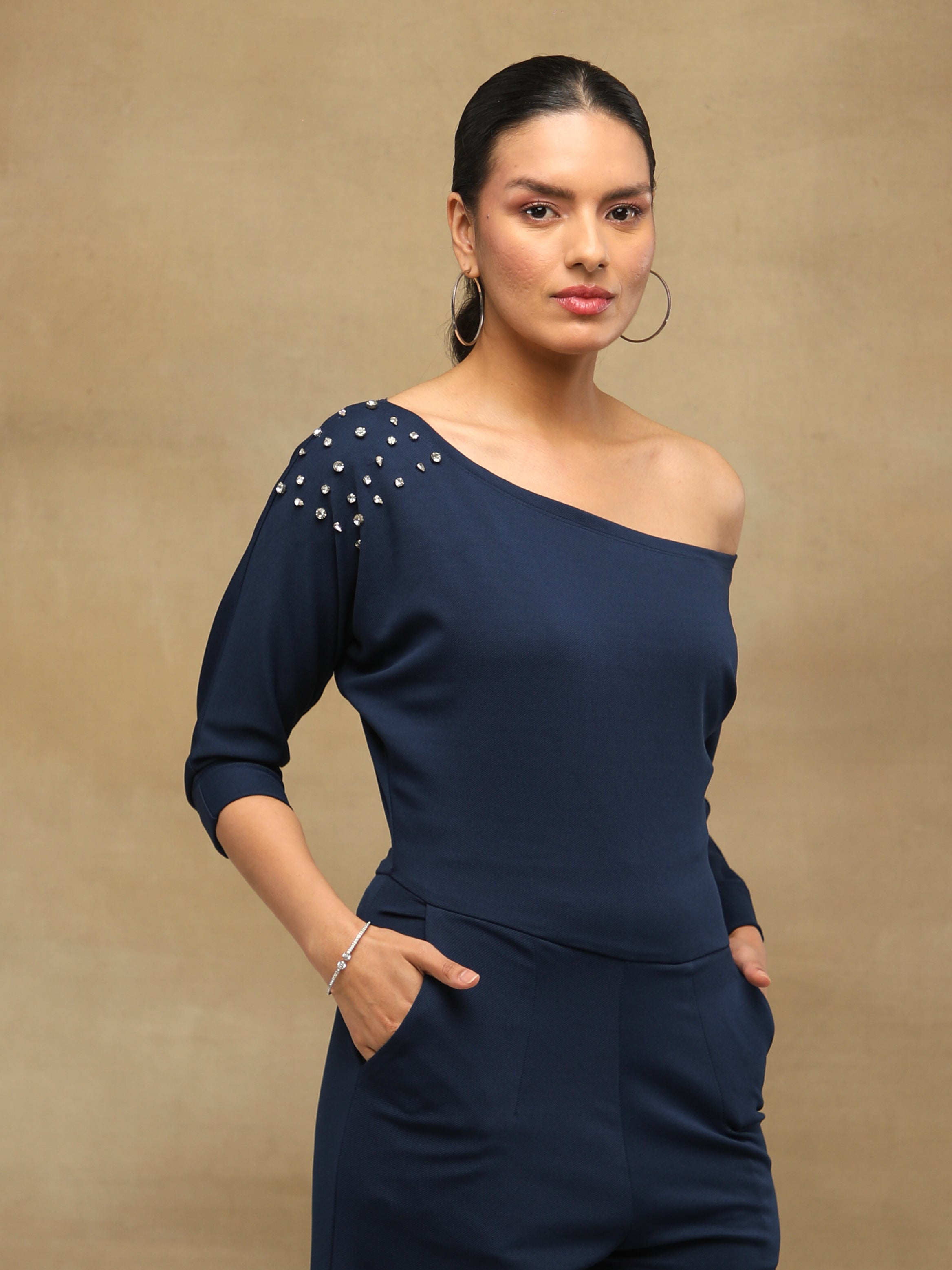 Deep Ink Embellished Drape Set