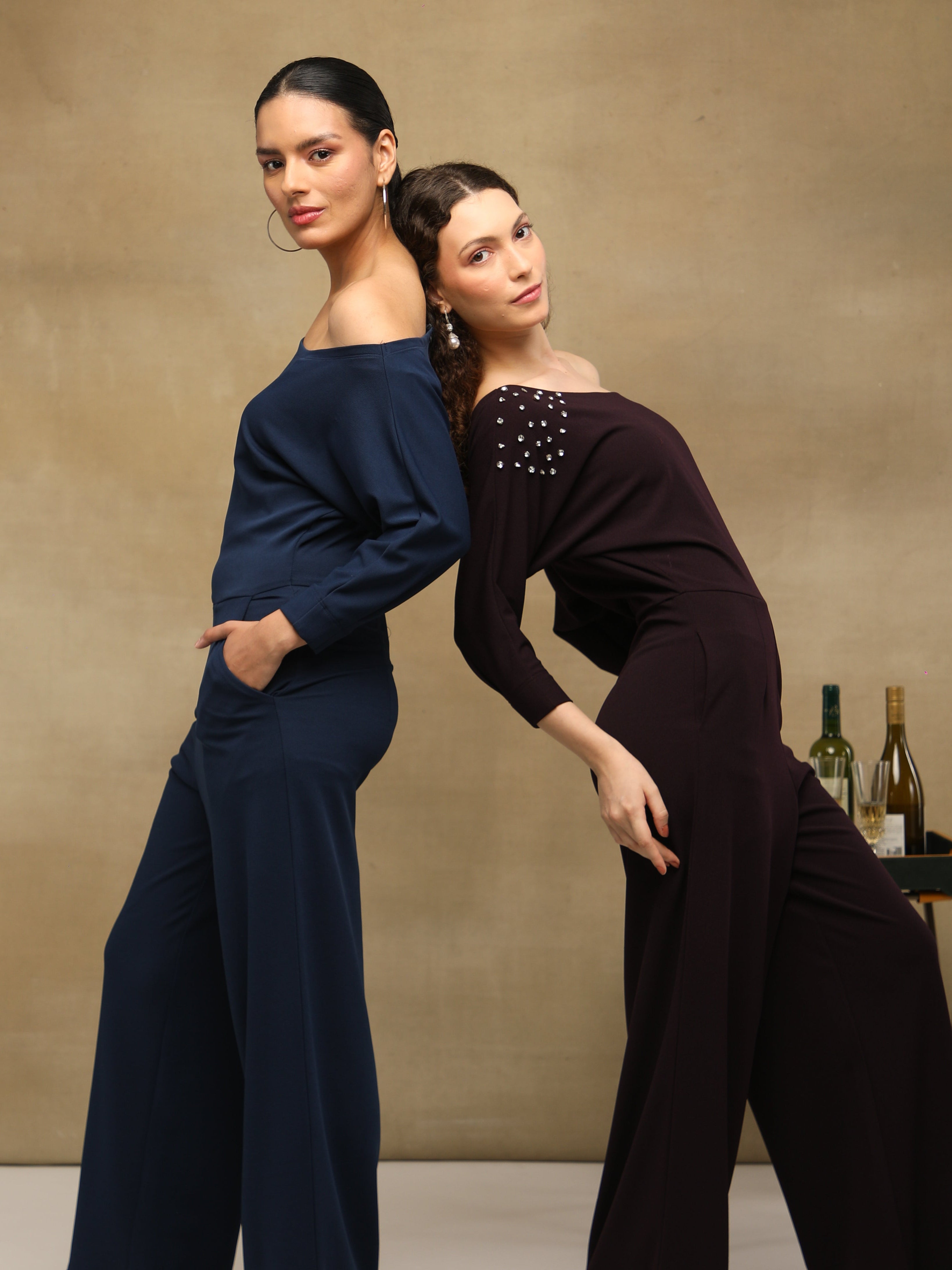 Dark Merlot Embellished Drape Set