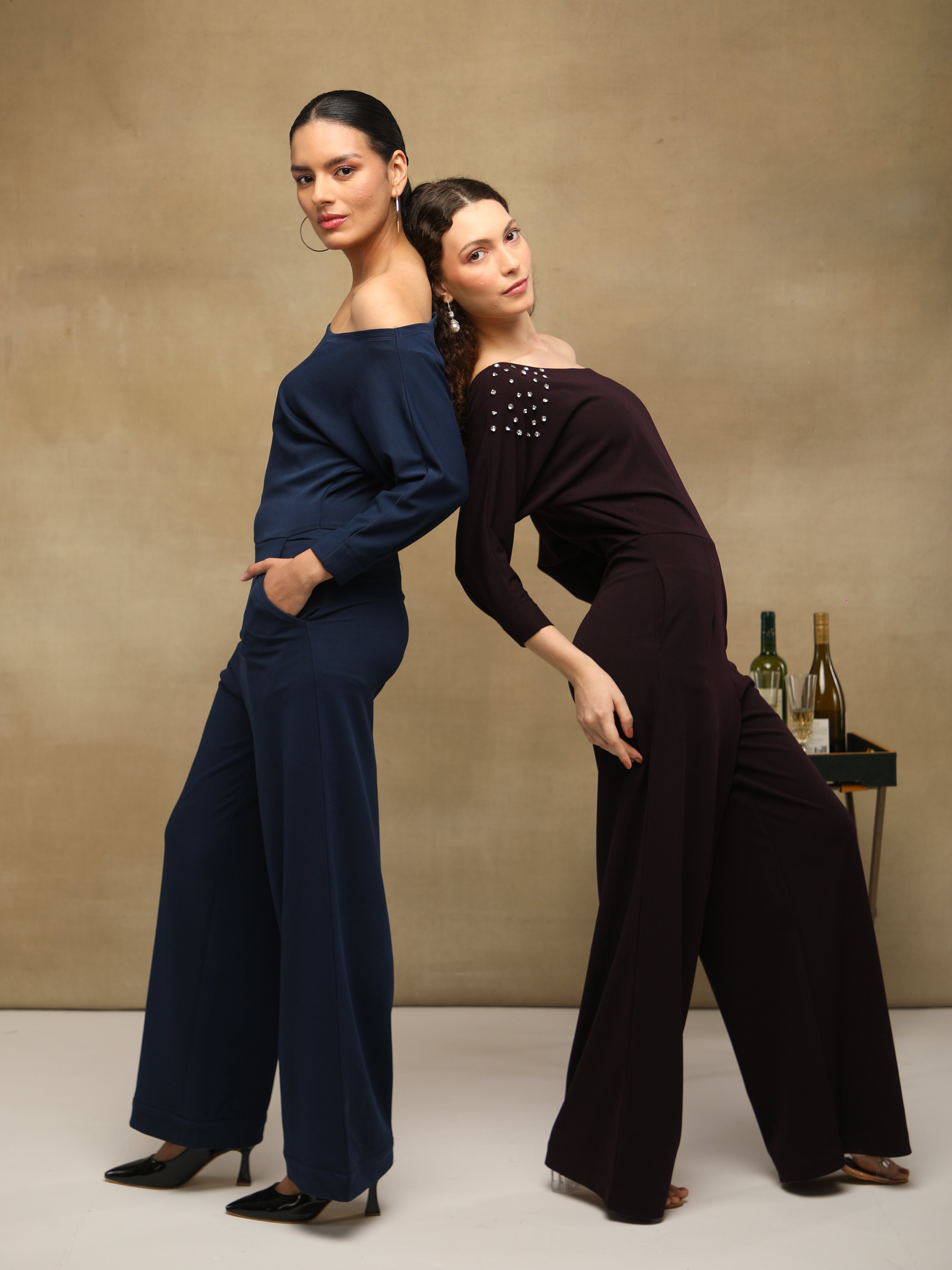 Deep Ink Embellished Drape Set