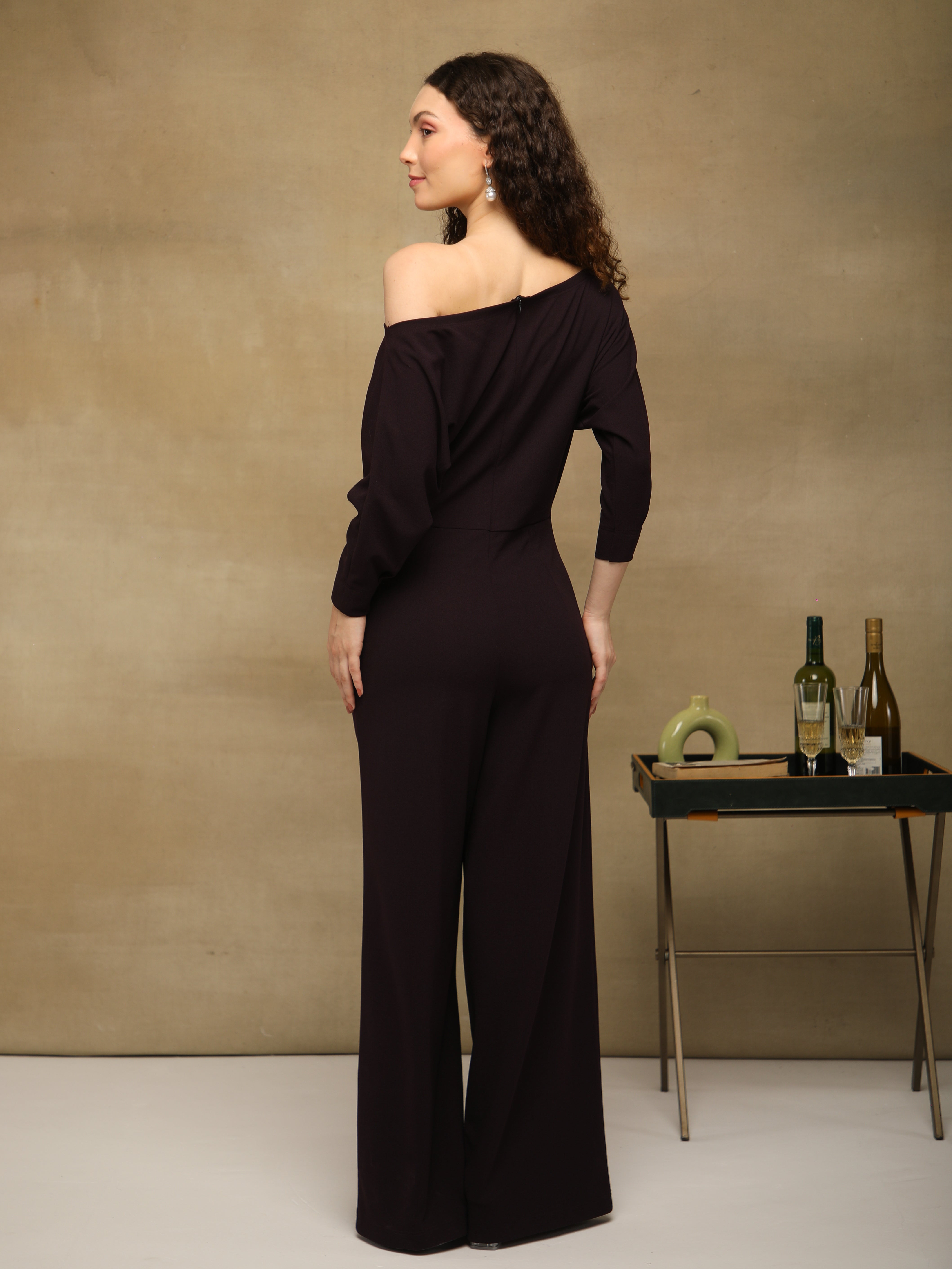Dark Merlot Embellished Drape Set