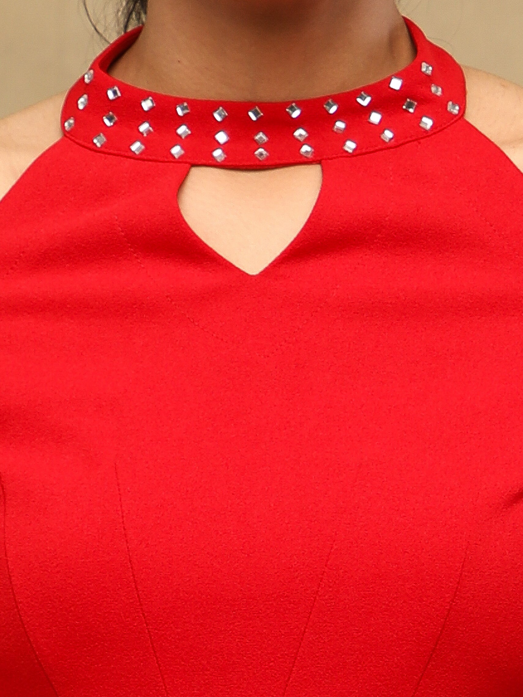 Scarlet Crystal Neck Jumpsuit