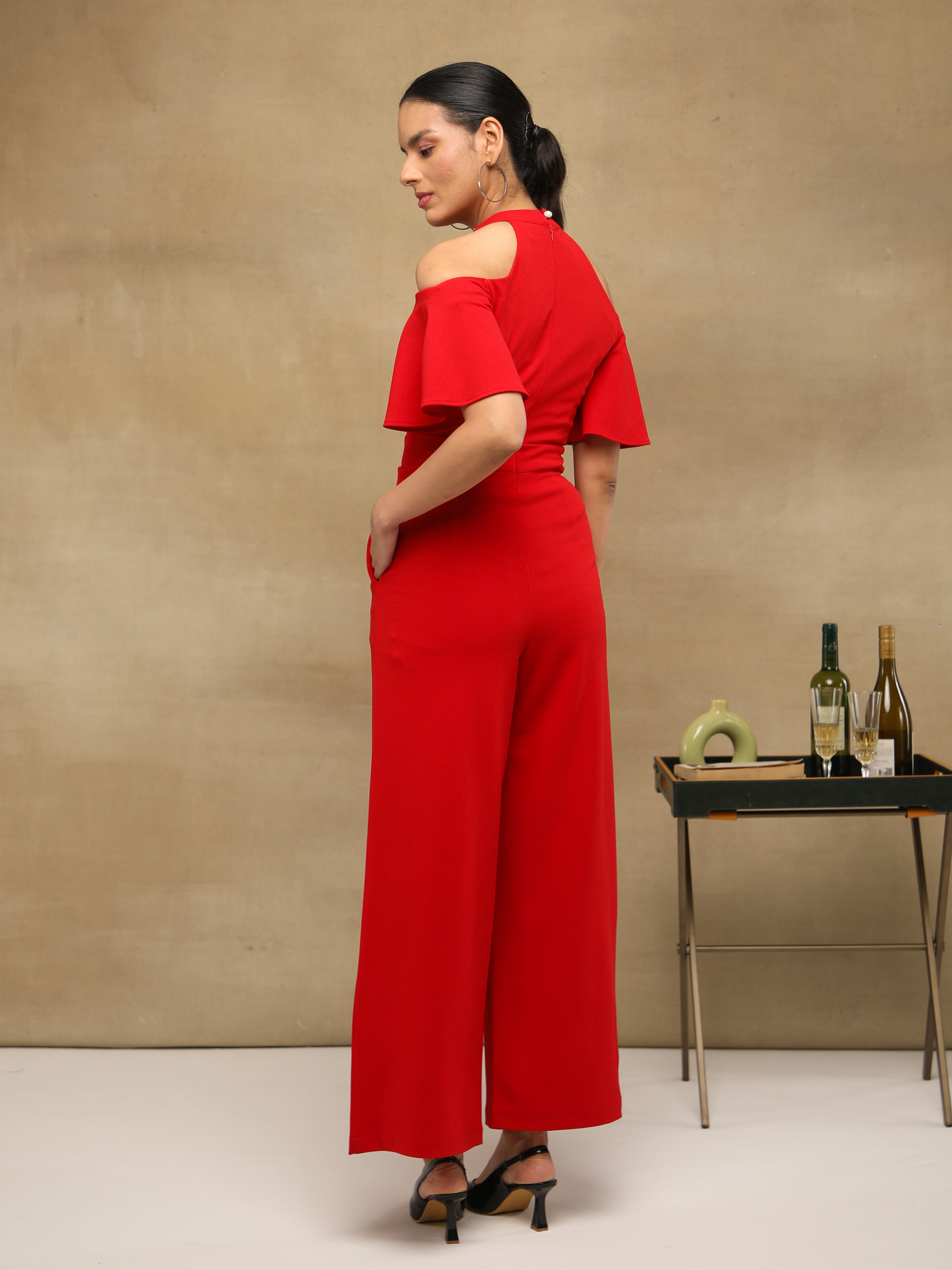 Scarlet Crystal Neck Jumpsuit