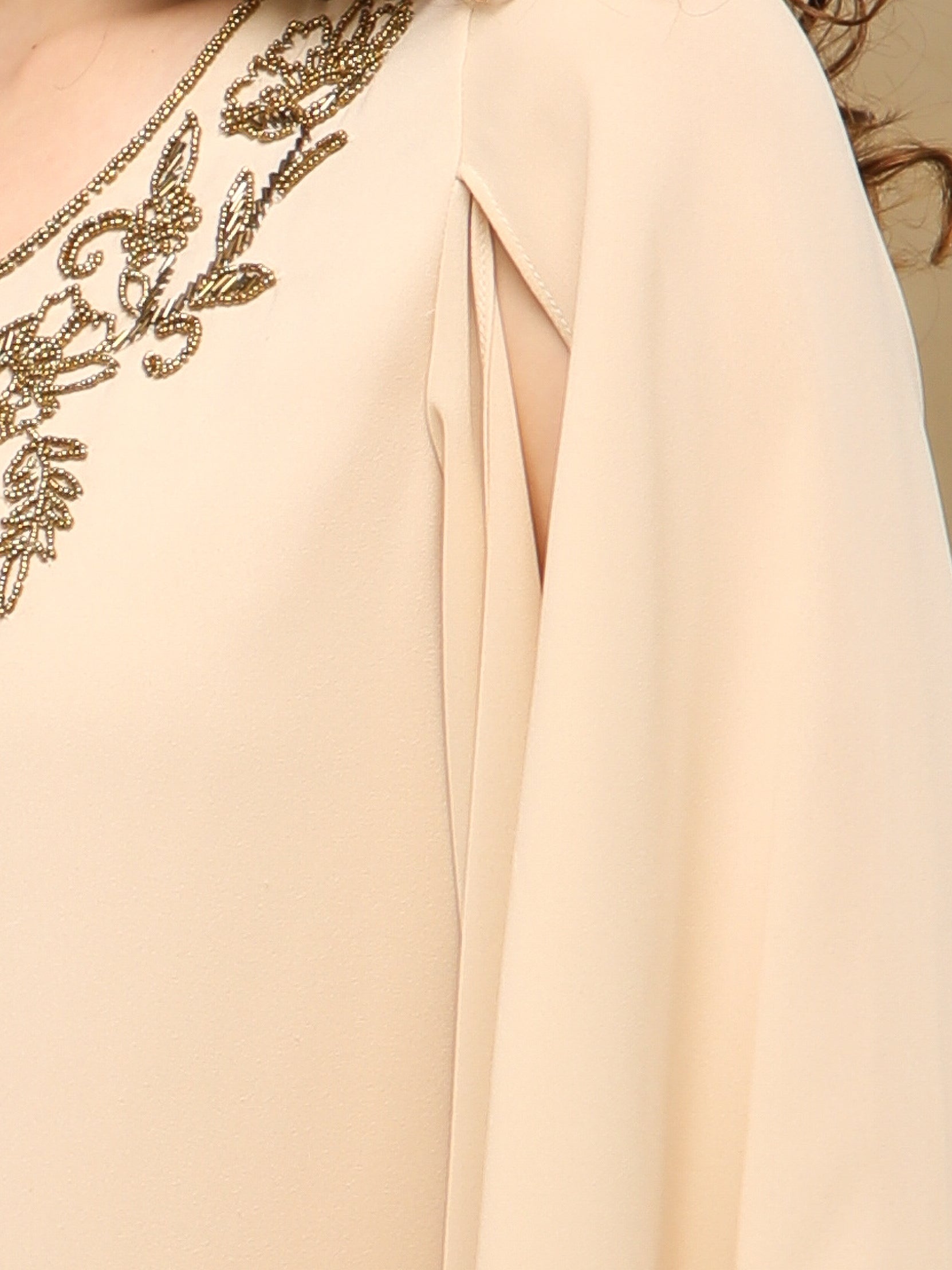 Apricot Drape Embroidered Top