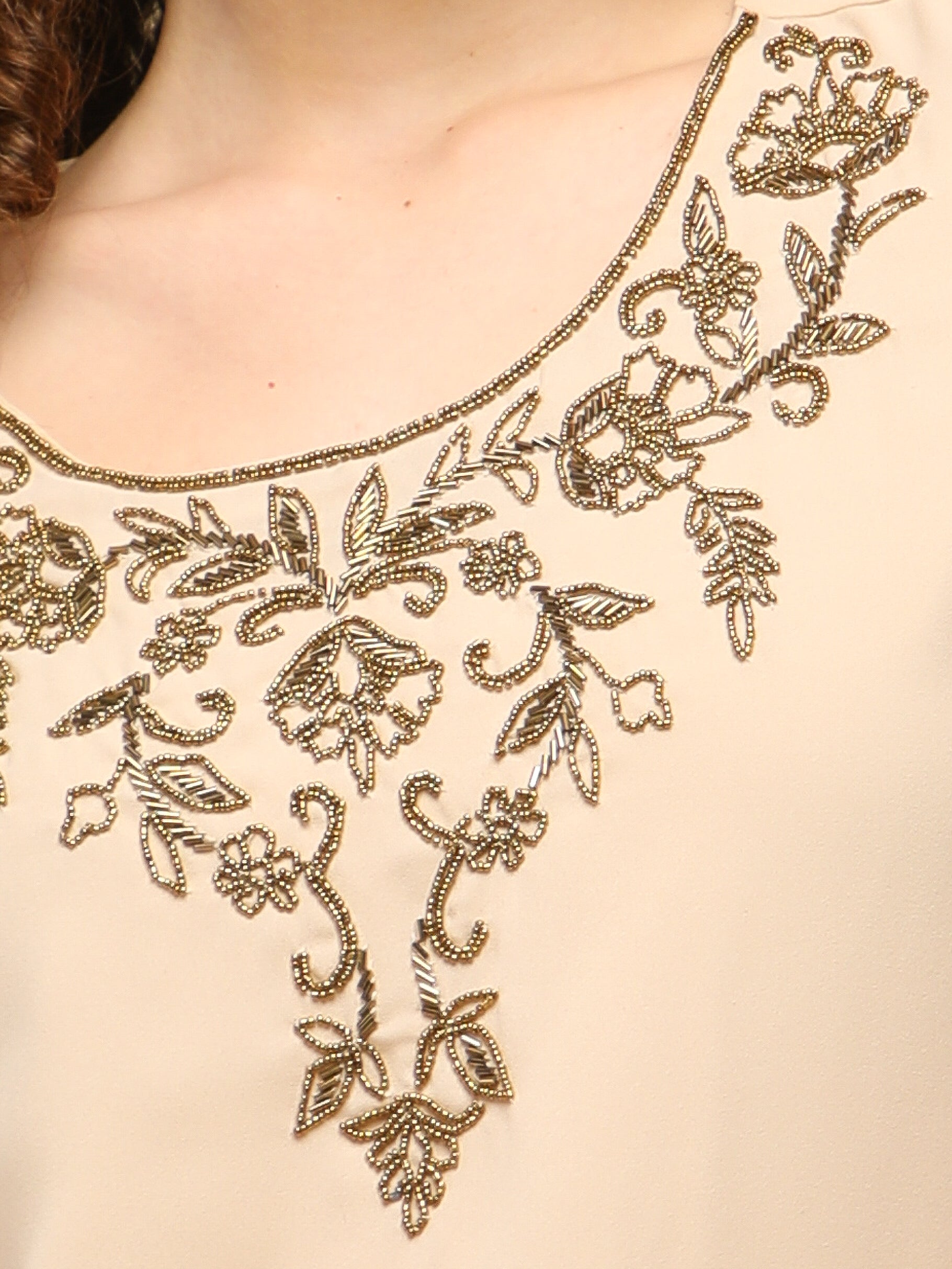 Apricot Drape Embroidered Top