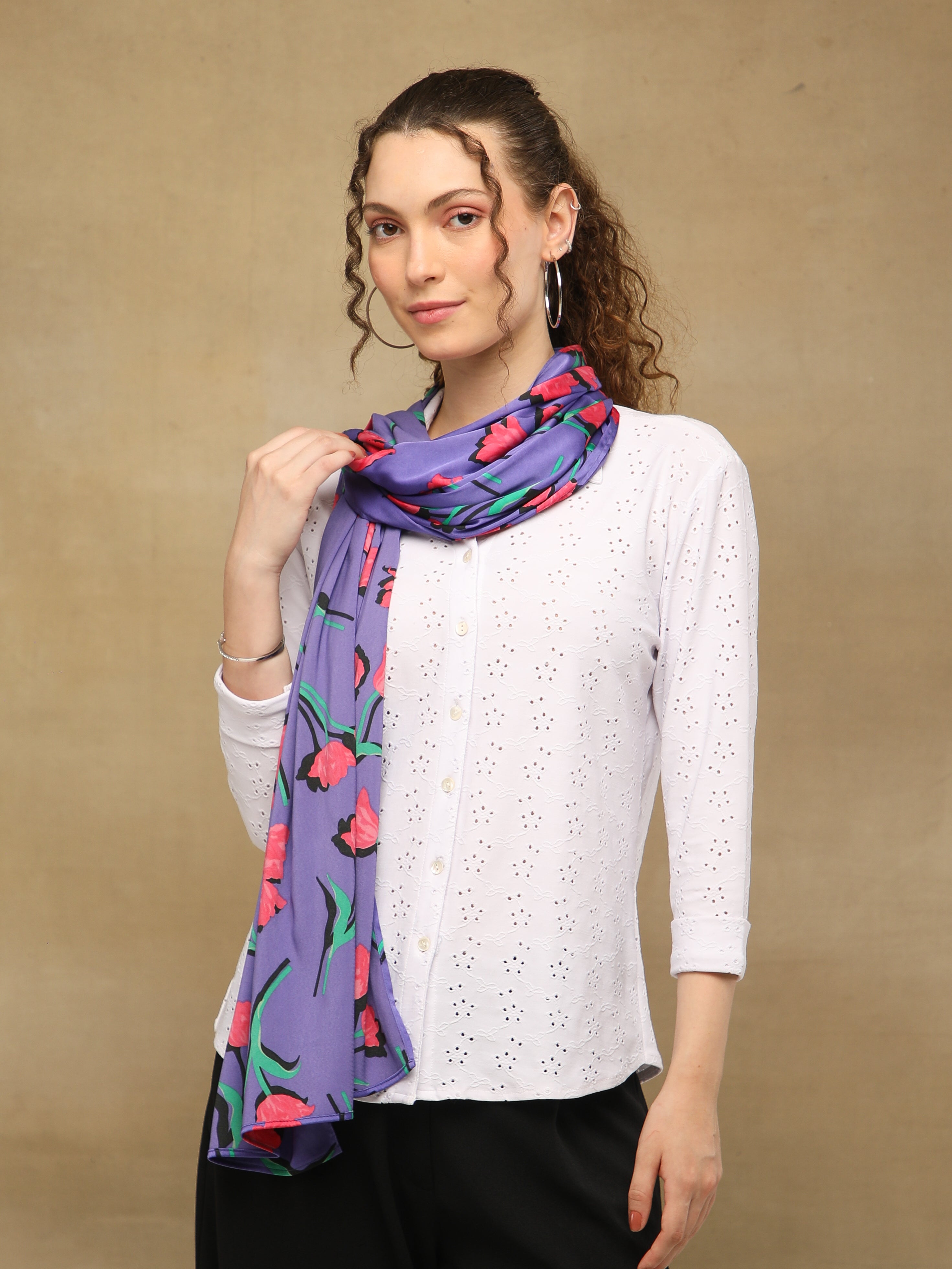 White Schiffli Knit Shirt