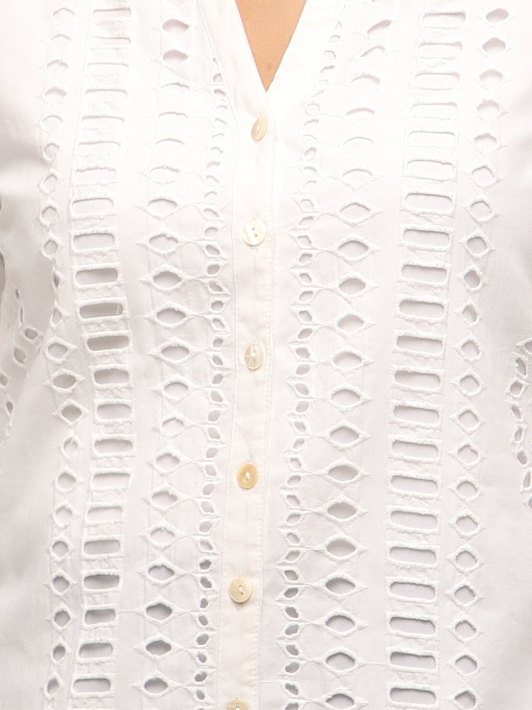 Ivory Cutwork Cotton Schiffli Shirt