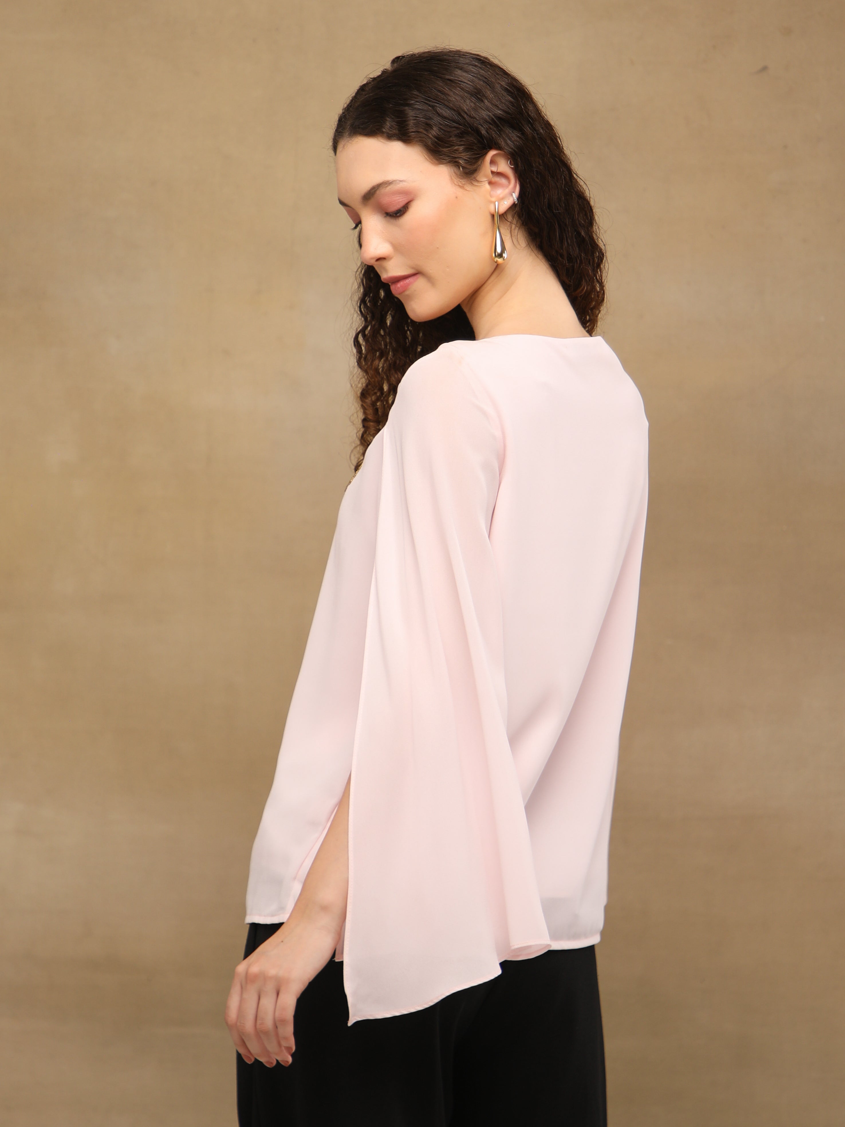 Blush Drape Embroidered Top