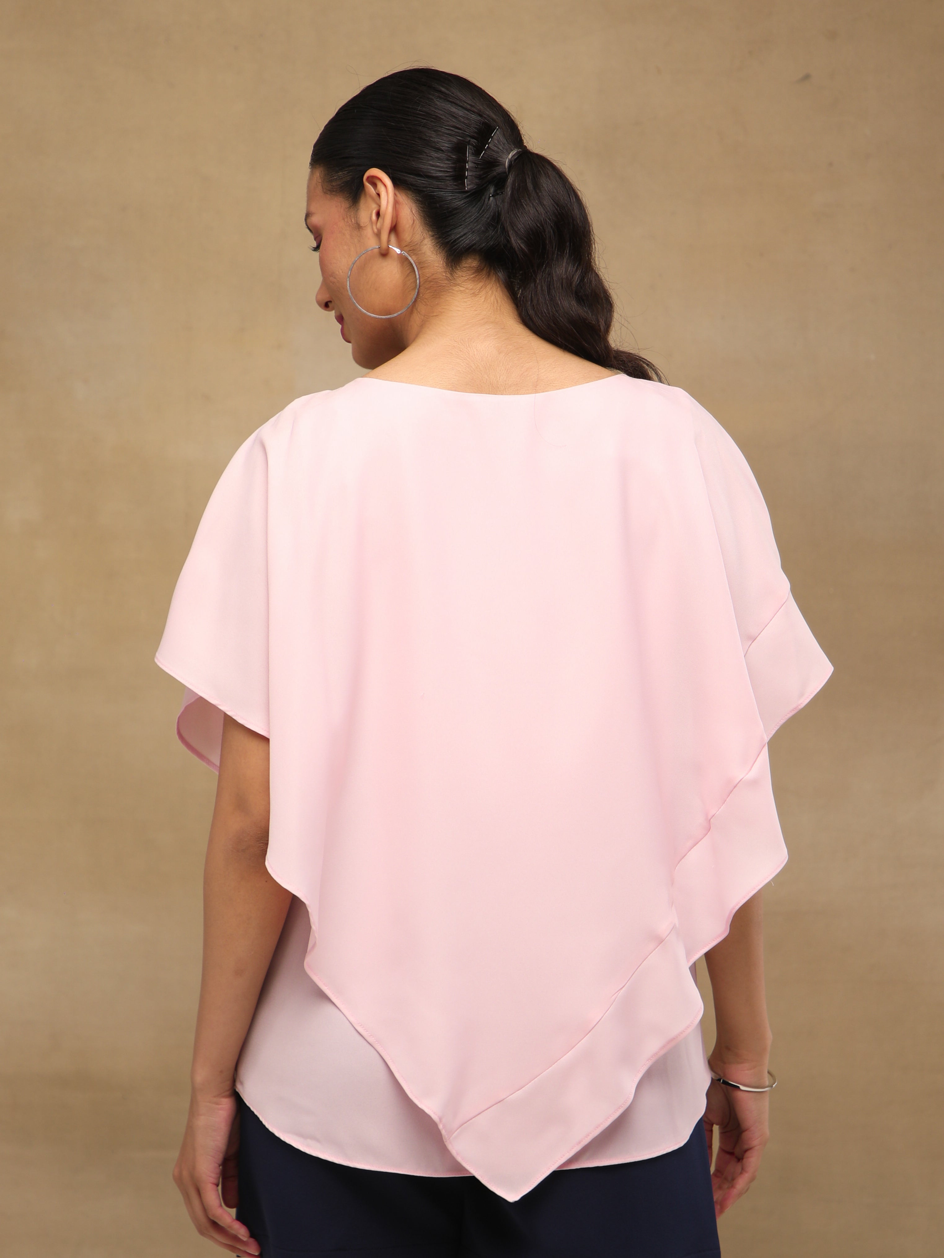 Powder Pink Embellished Poncho