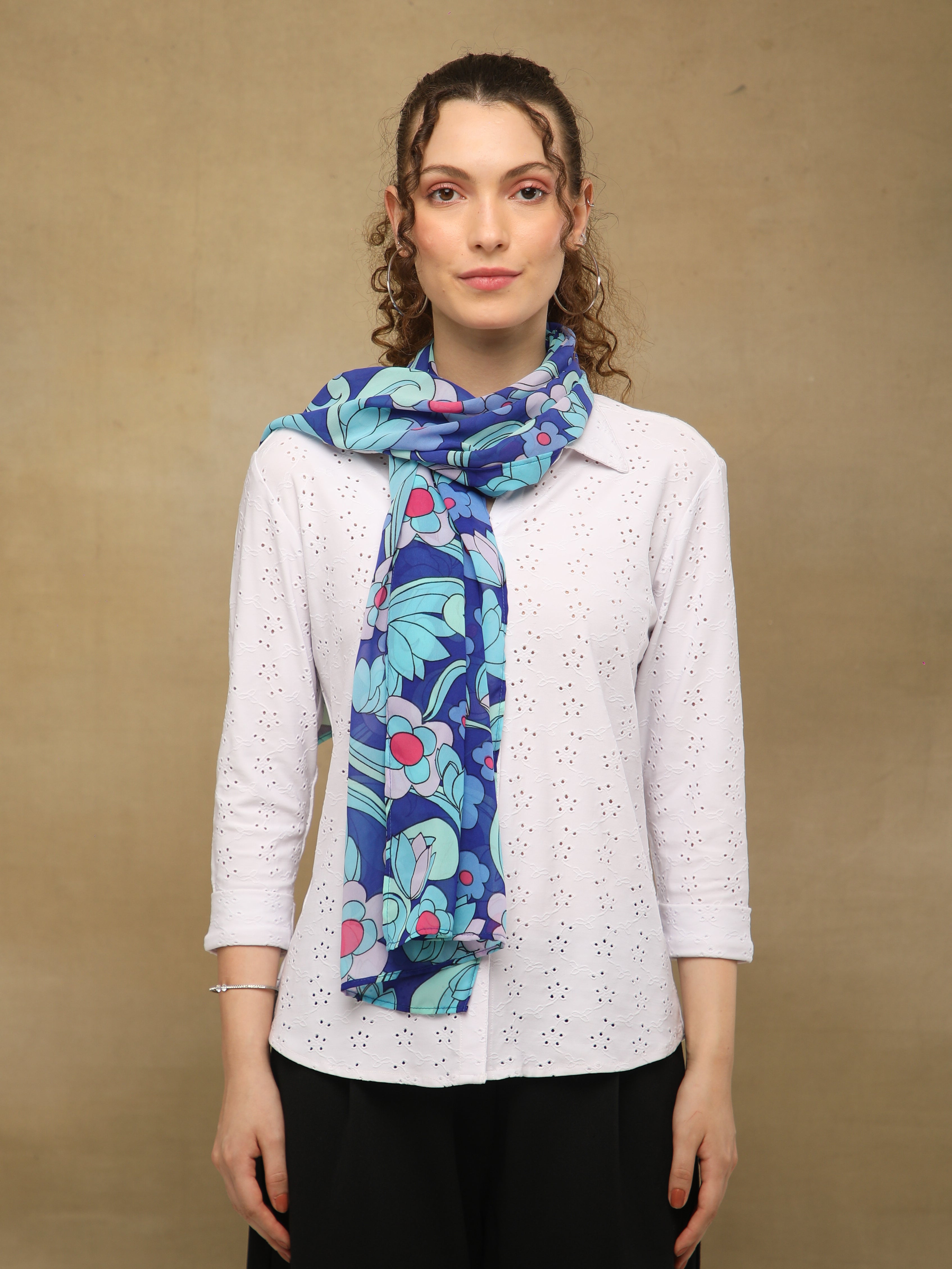 White Schiffli Knit Shirt