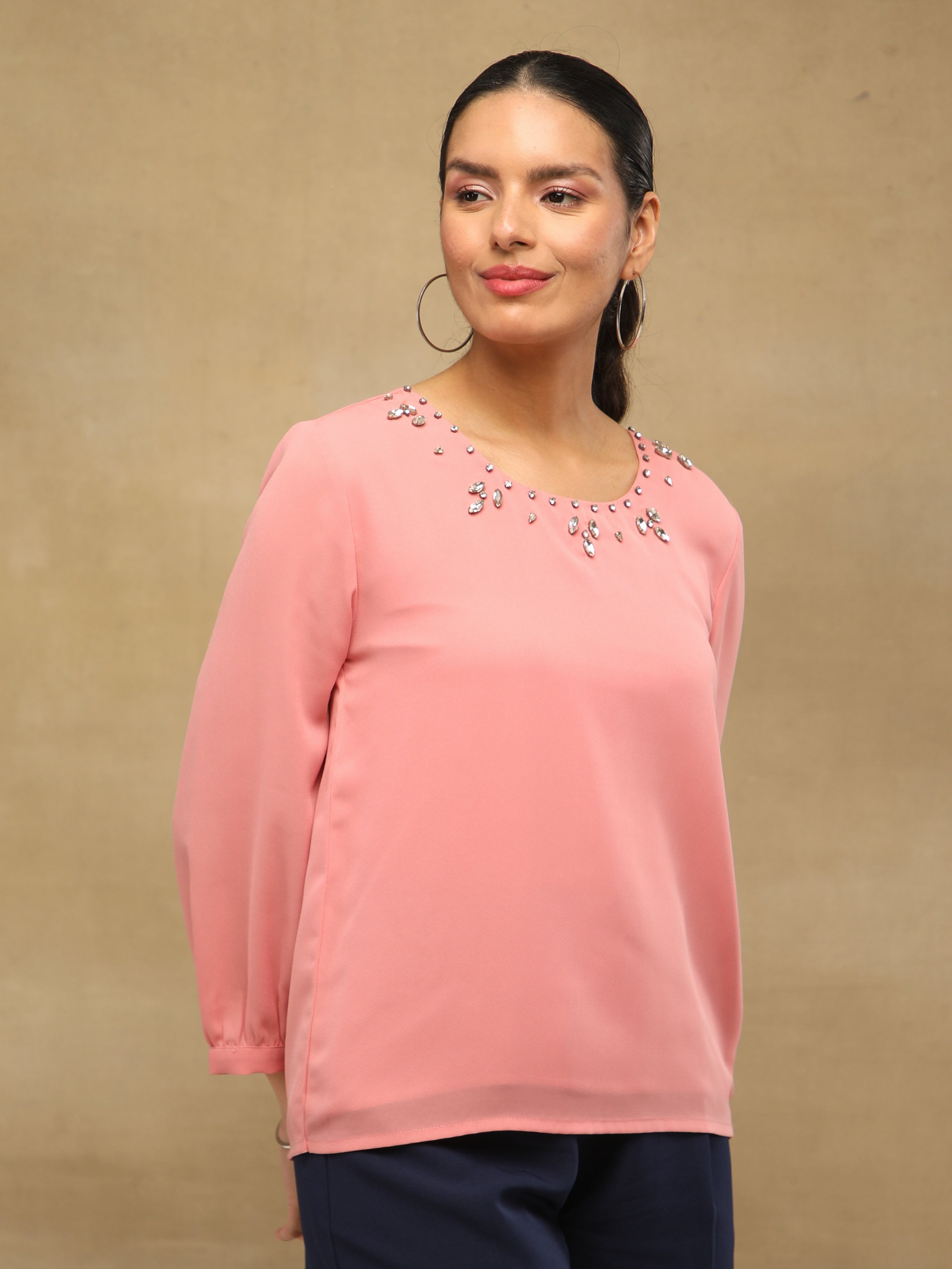Crystal Curve Dusty Pink Top