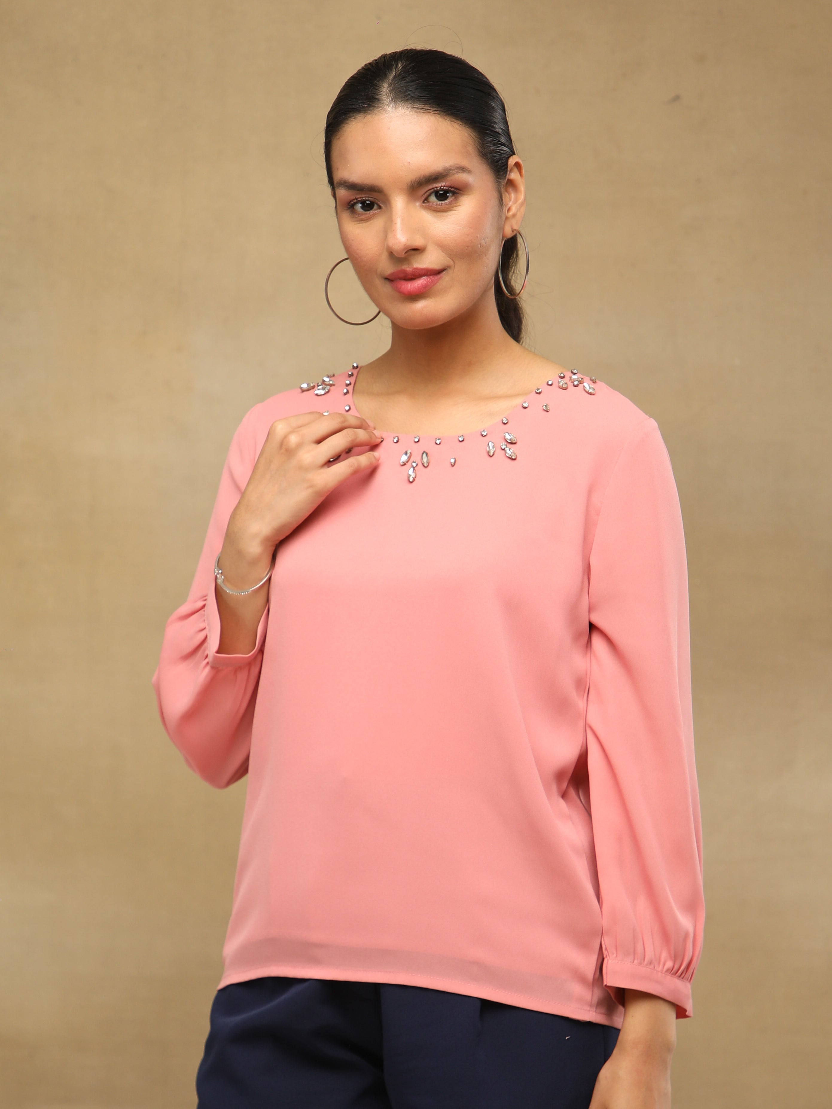 Crystal Curve Dusty Pink Top