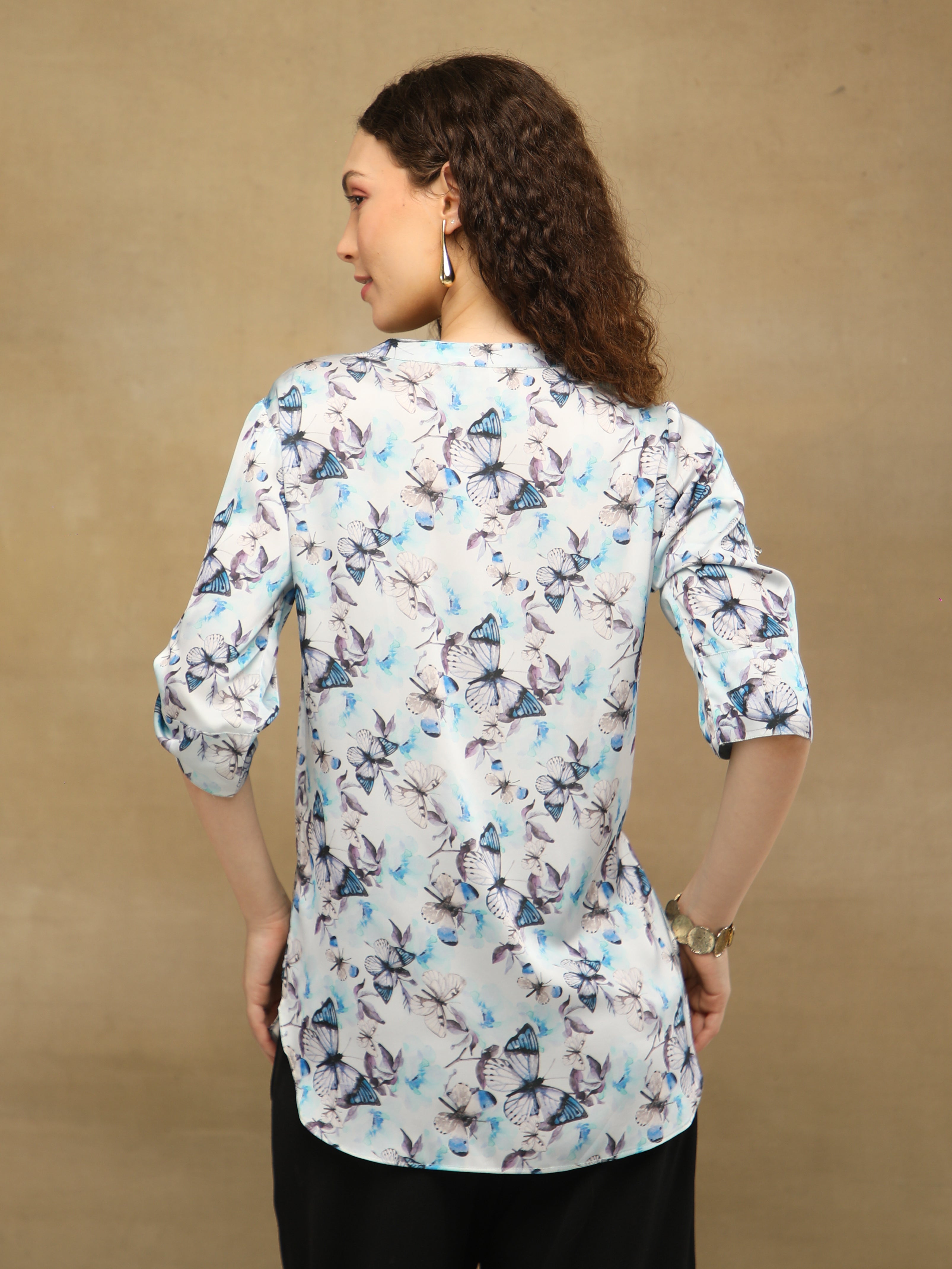 Blue Whisper Pintuck Top