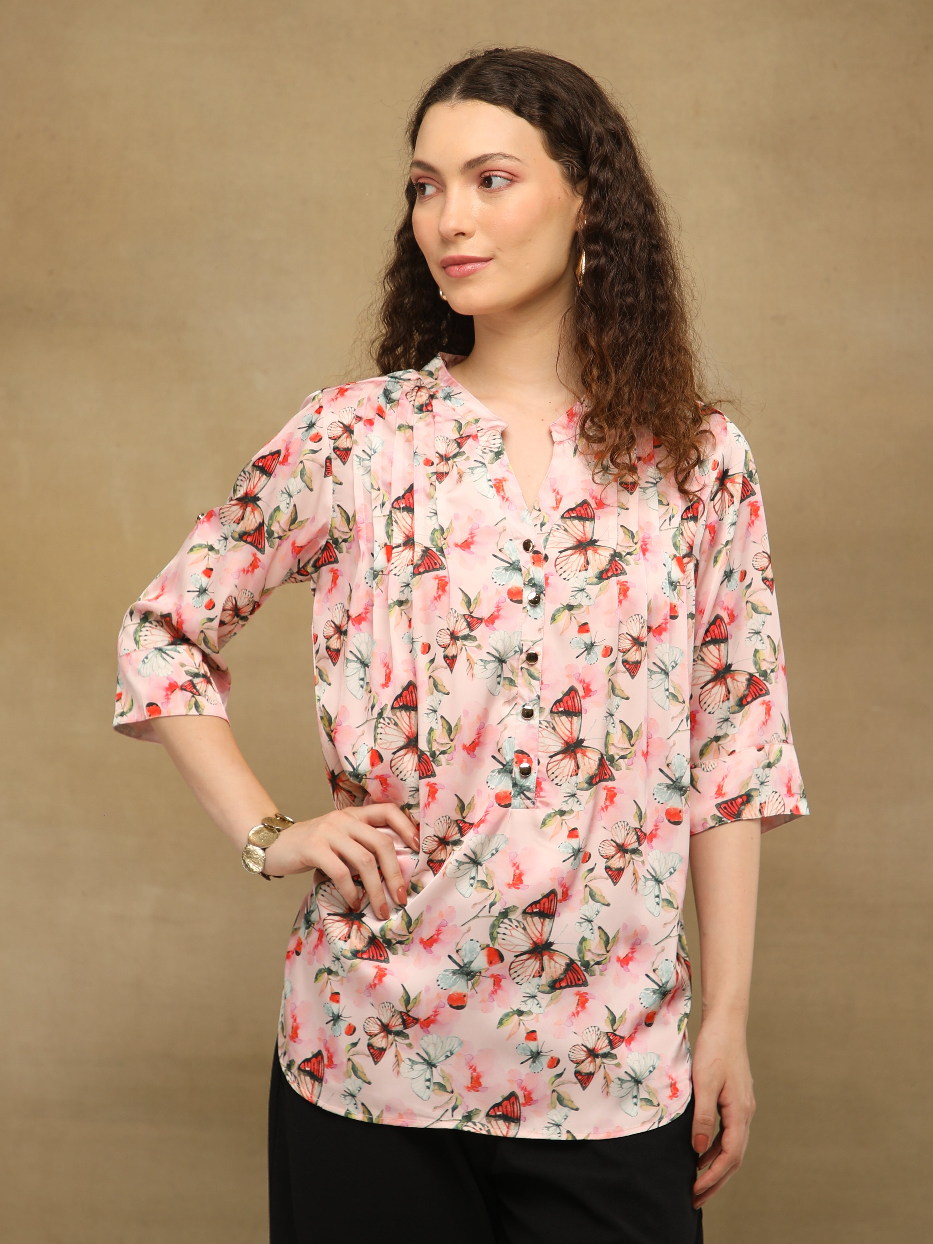 Pink Whisper Pintuck Top