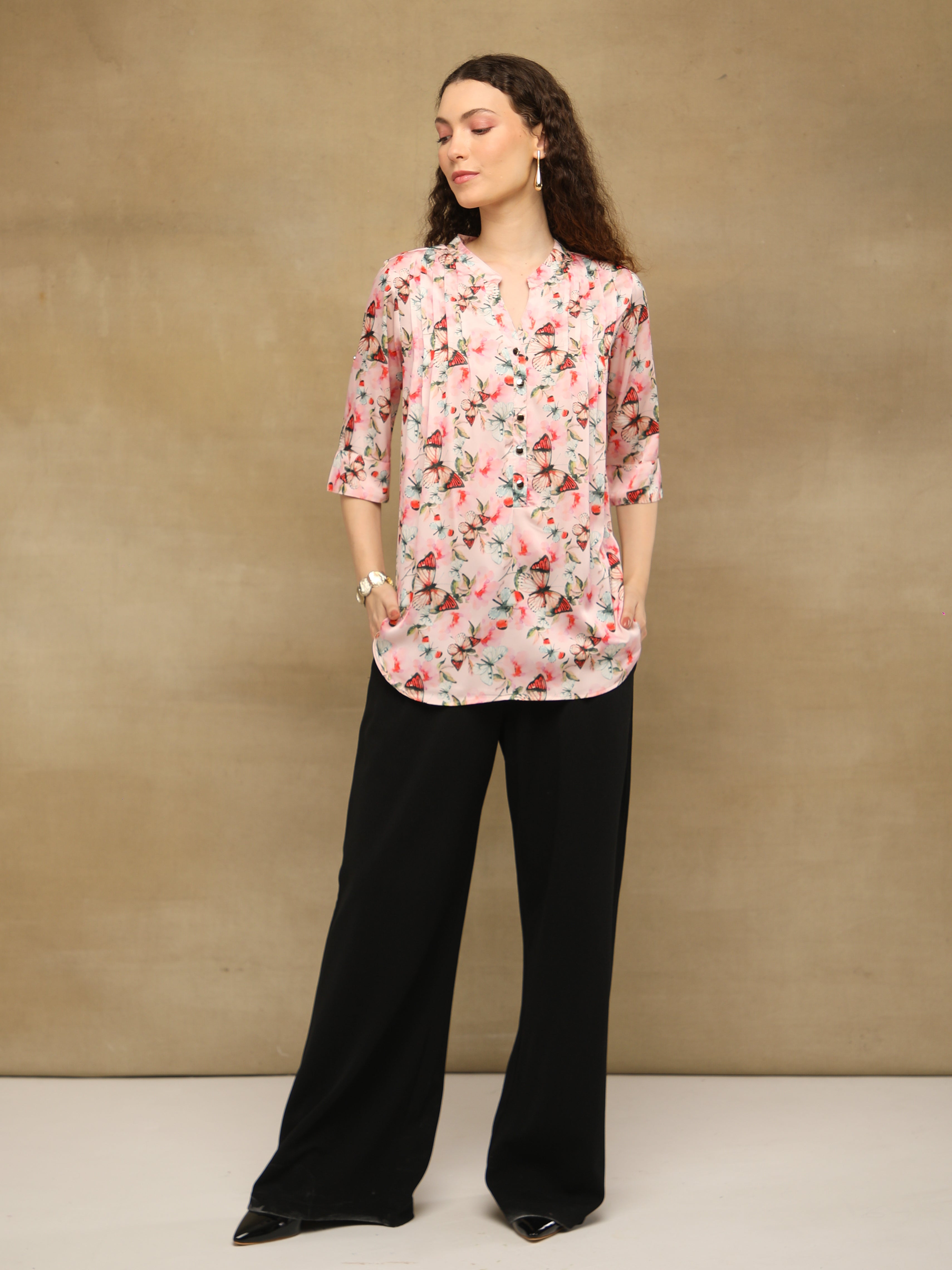 Pink Whisper Pintuck Top