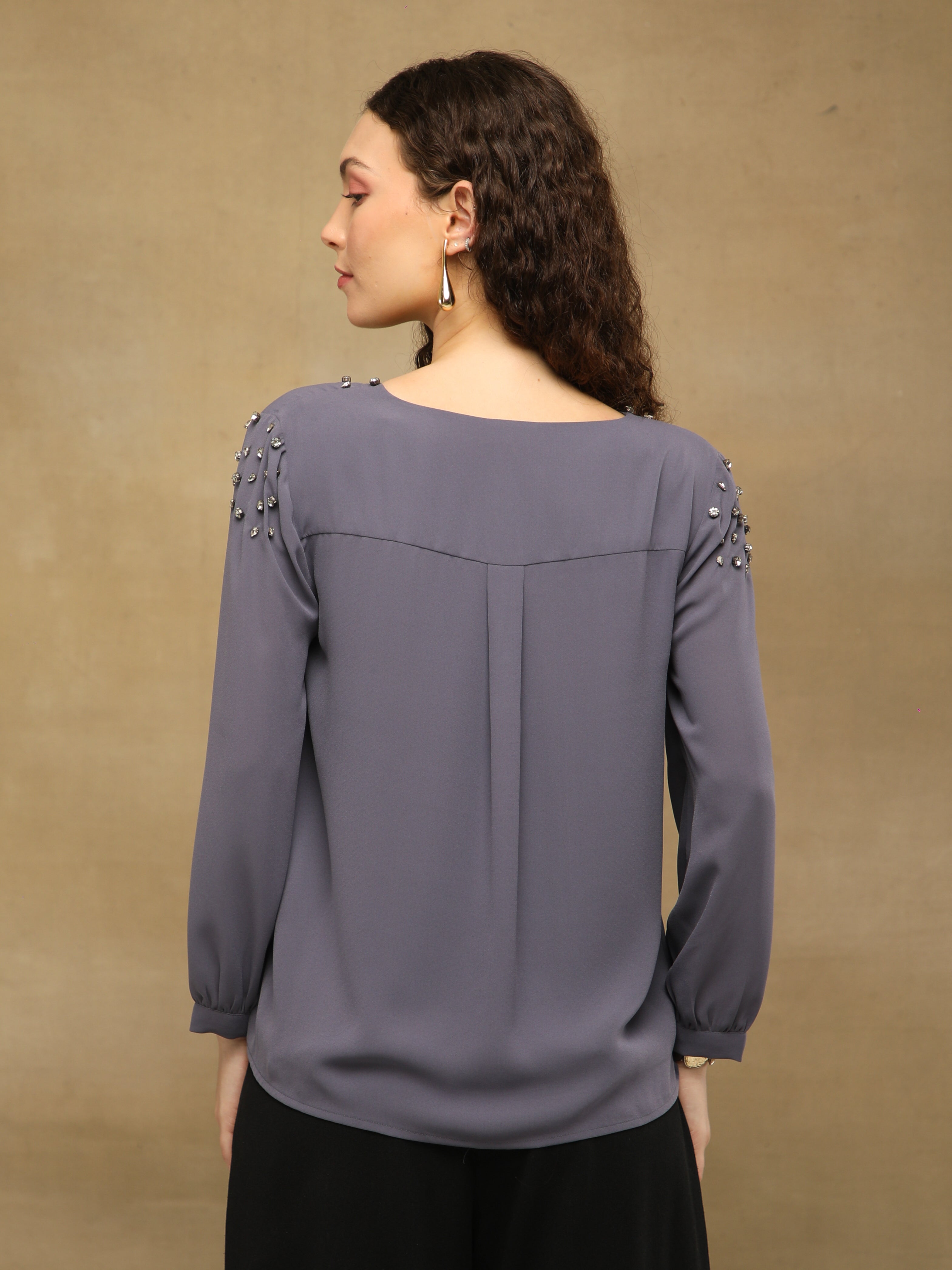 Rhinestone Georgette Grey