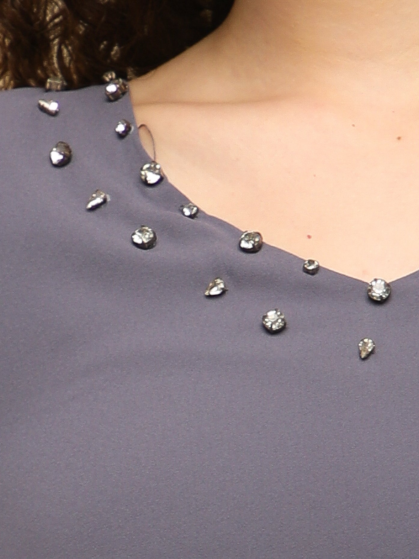 Rhinestone Georgette Grey
