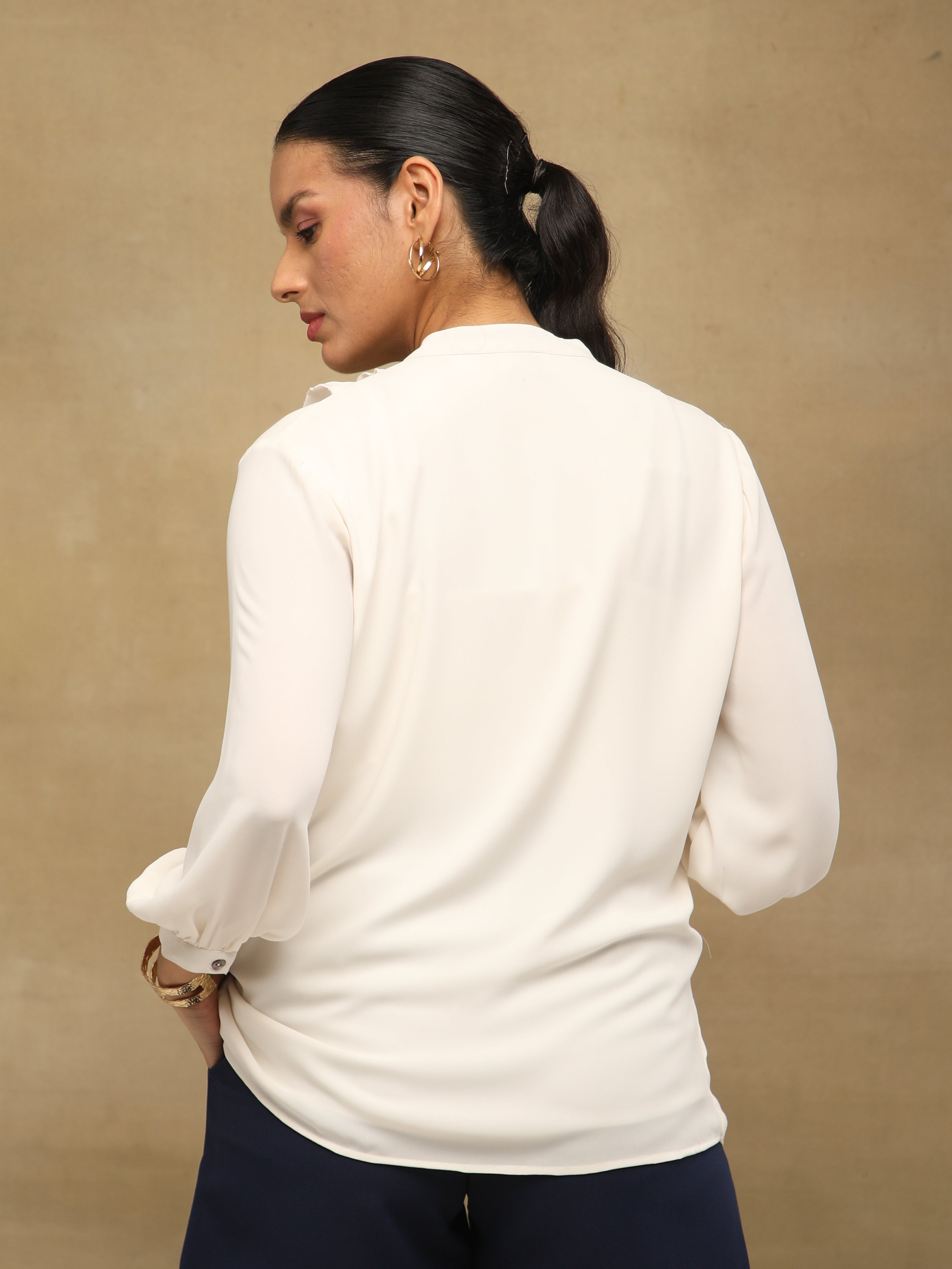 Front Frill Ivory Shirt