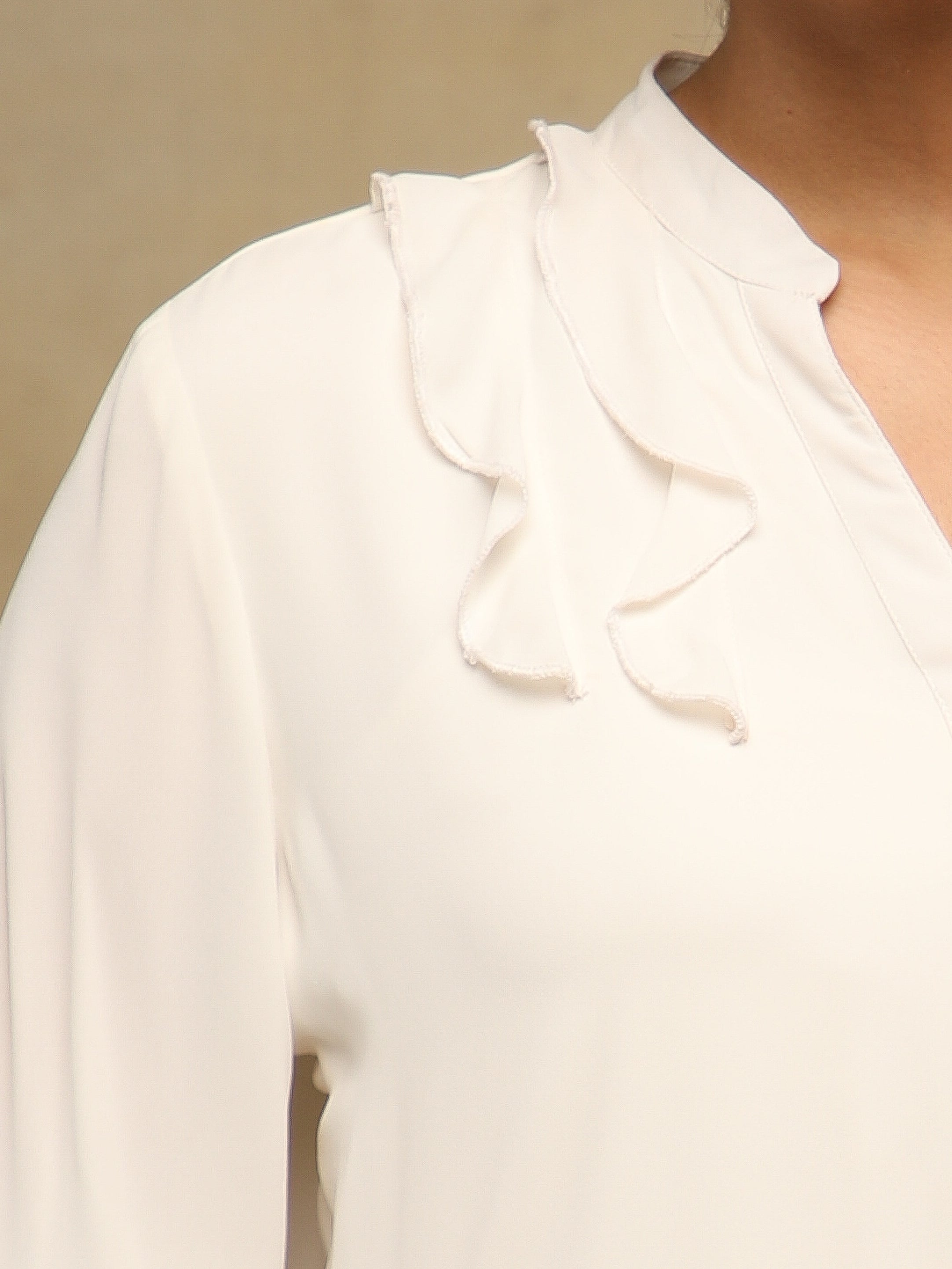 Front Frill Ivory Shirt