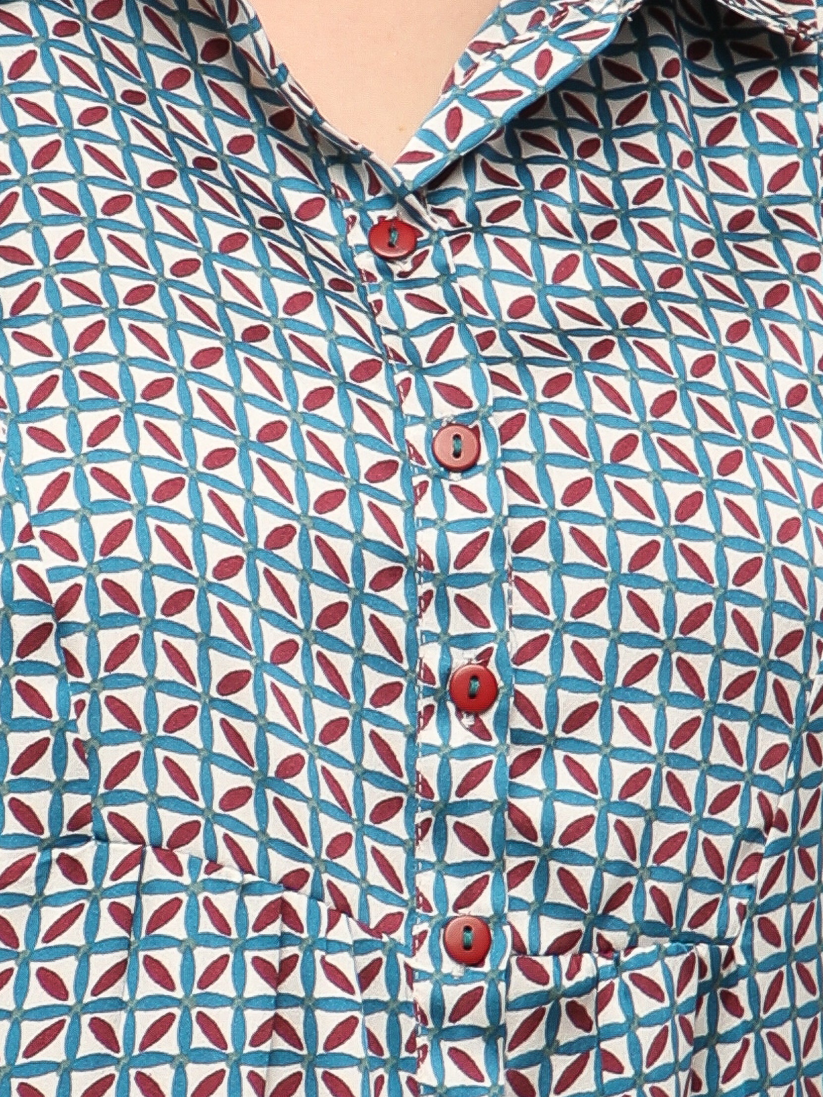 Mosaic Print Satin Shirt