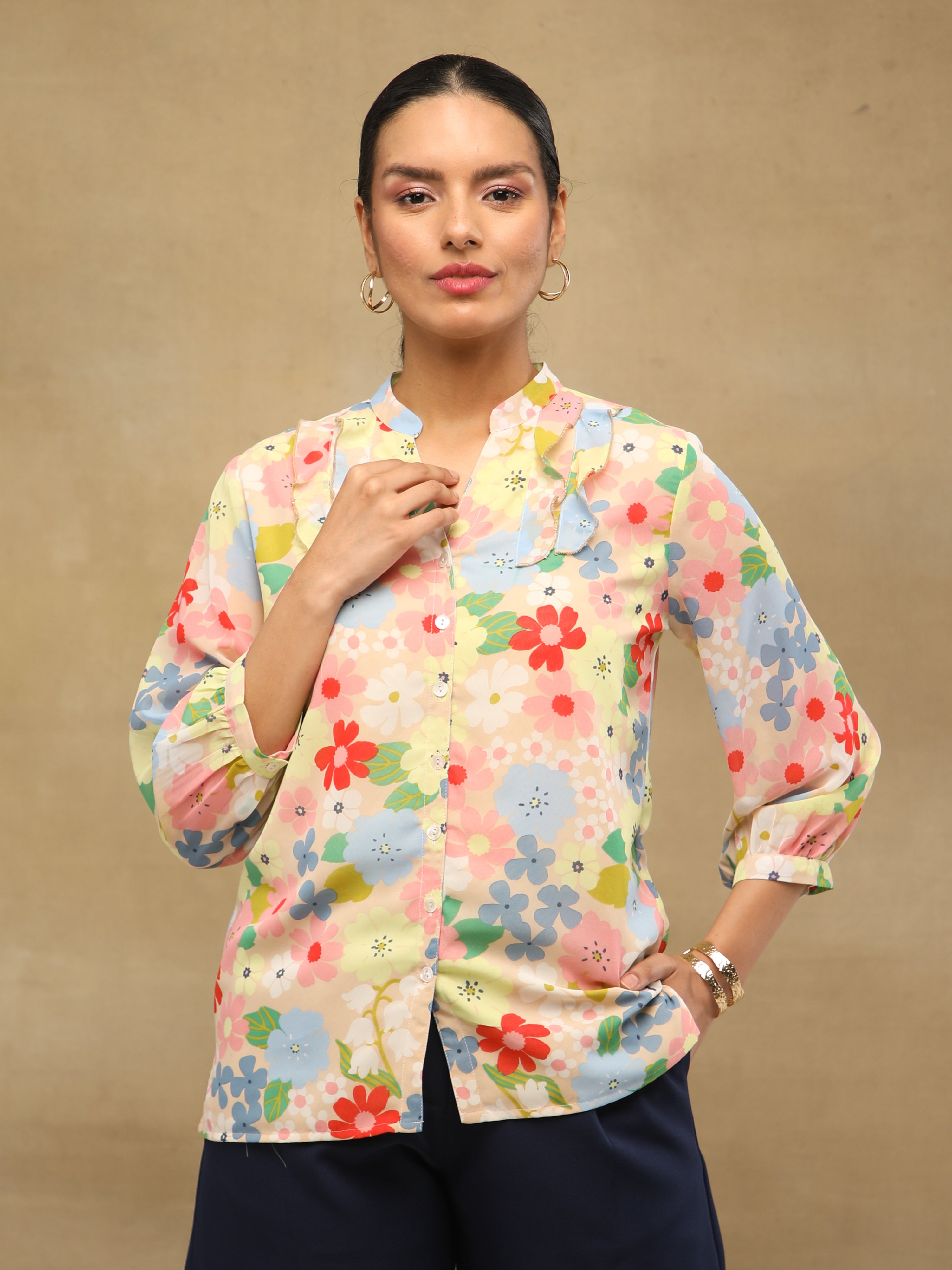 Pastel Front Frill Shirt