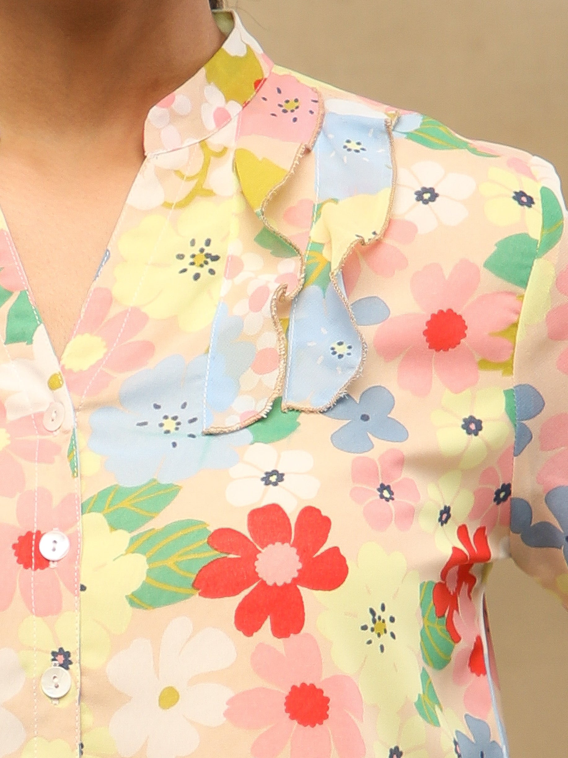 Pastel Front Frill Shirt